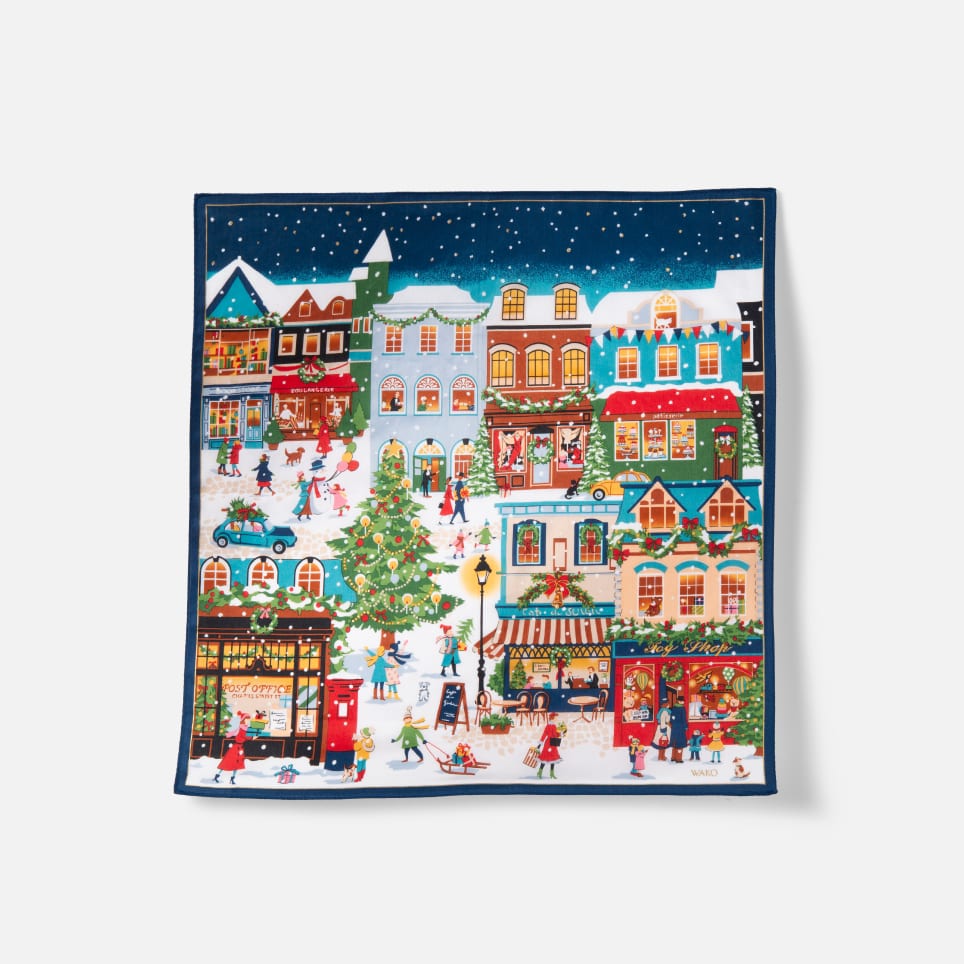 クリスマス限定柄の プリントハンカチーフ