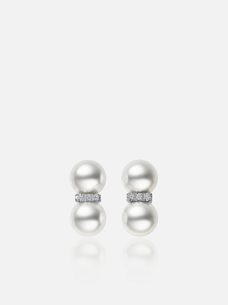 ピアス〈PT アコヤ真珠 ダイヤモンド〉
