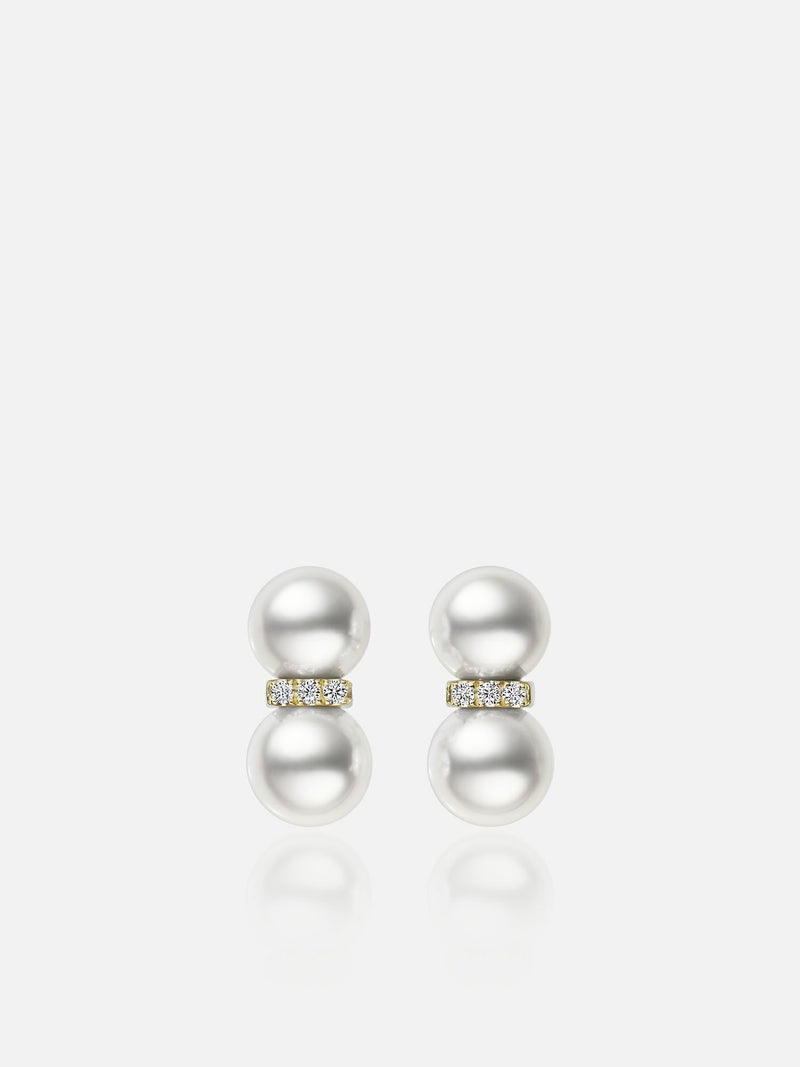 ピアス〈18KYG アコヤ真珠 ダイヤモンド〉