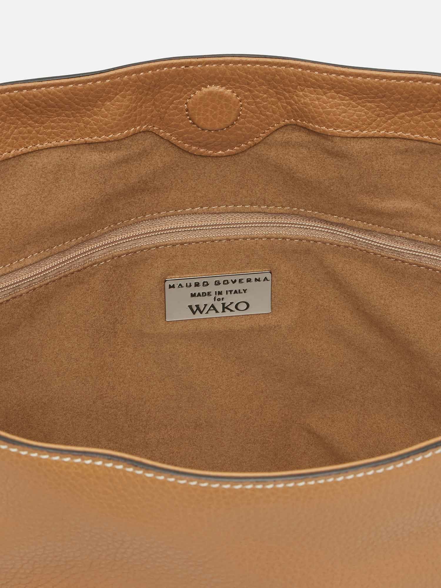 バ*ー様 【美品】MAURO GOVERNA キャメルブラウン カーフレザー ハ WAKO×MAURO GOVERNA バッグ WAKO CALLIE MISO ラージ キャメル |トート