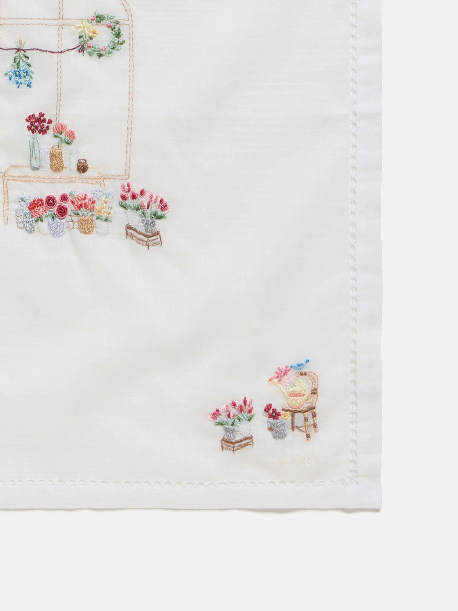 手刺繍ハンカチ ホワイト |刺繍・レース | WAKO公式オンライン