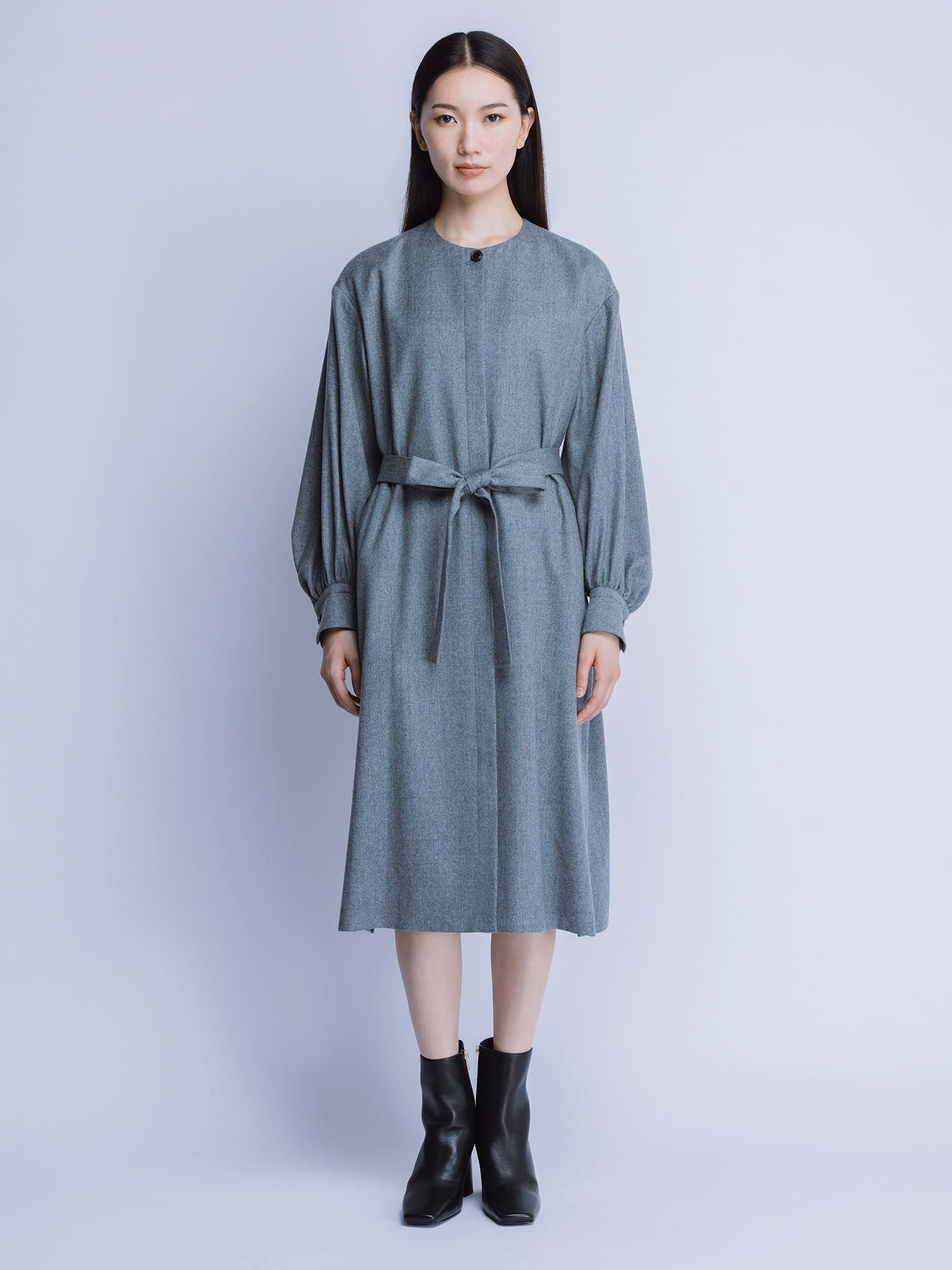 NEW CLOSET ベルト付きワンピース ミディアムグレー |ワンピース