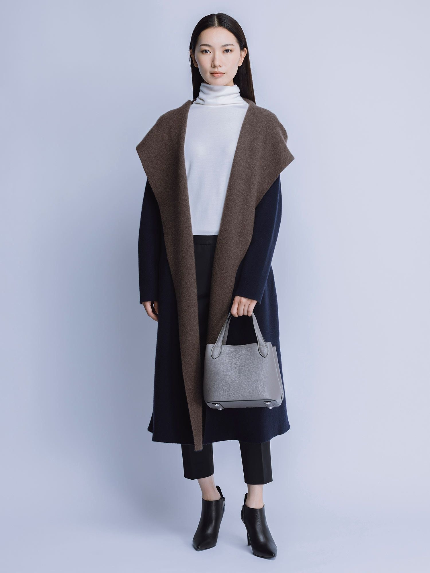 カシミカ リバーシブルフードコート ブラウン |レディースアパレル