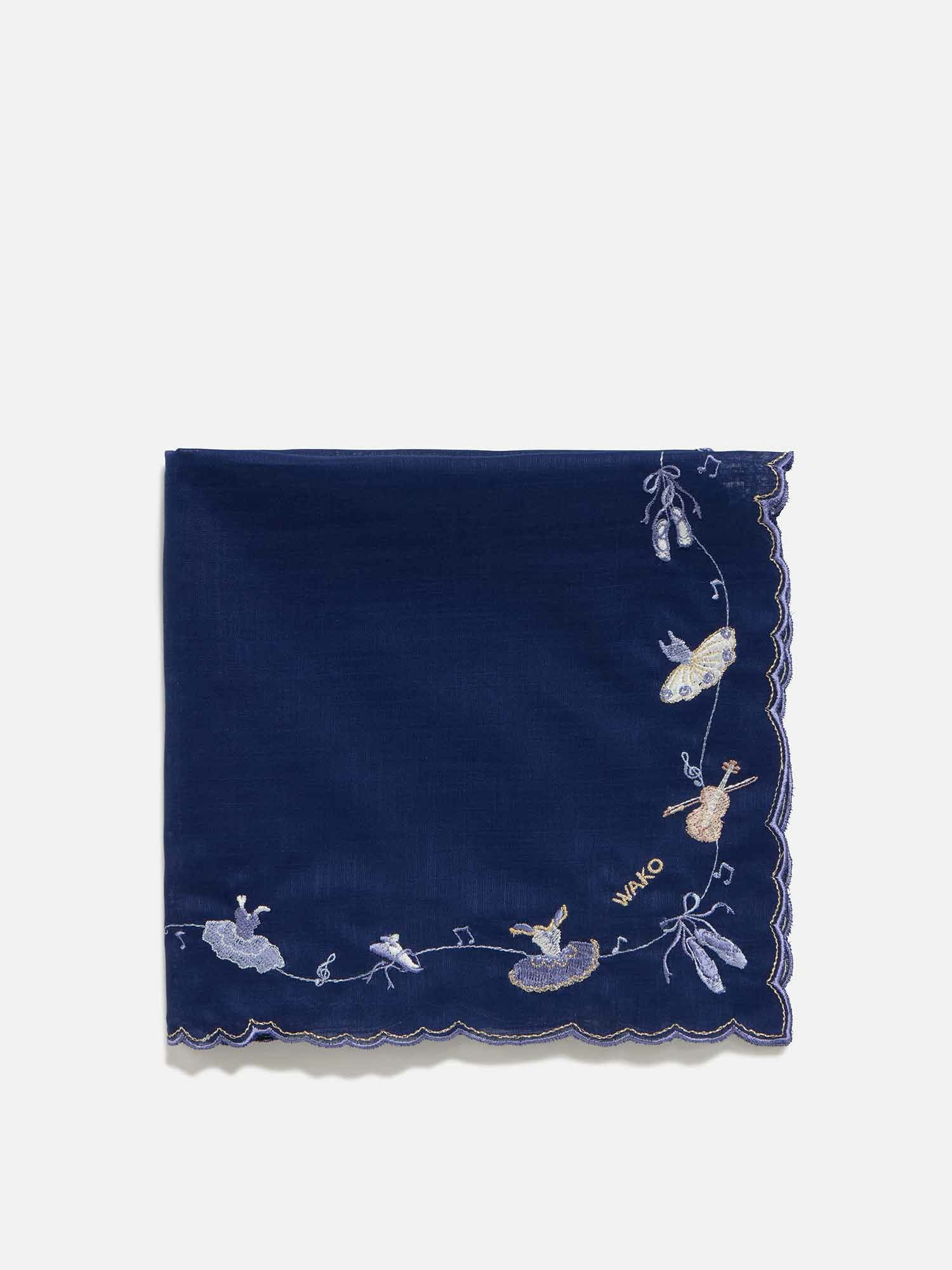 ハンカチ ネイビー |プリント | WAKO公式オンラインブティック | 銀座