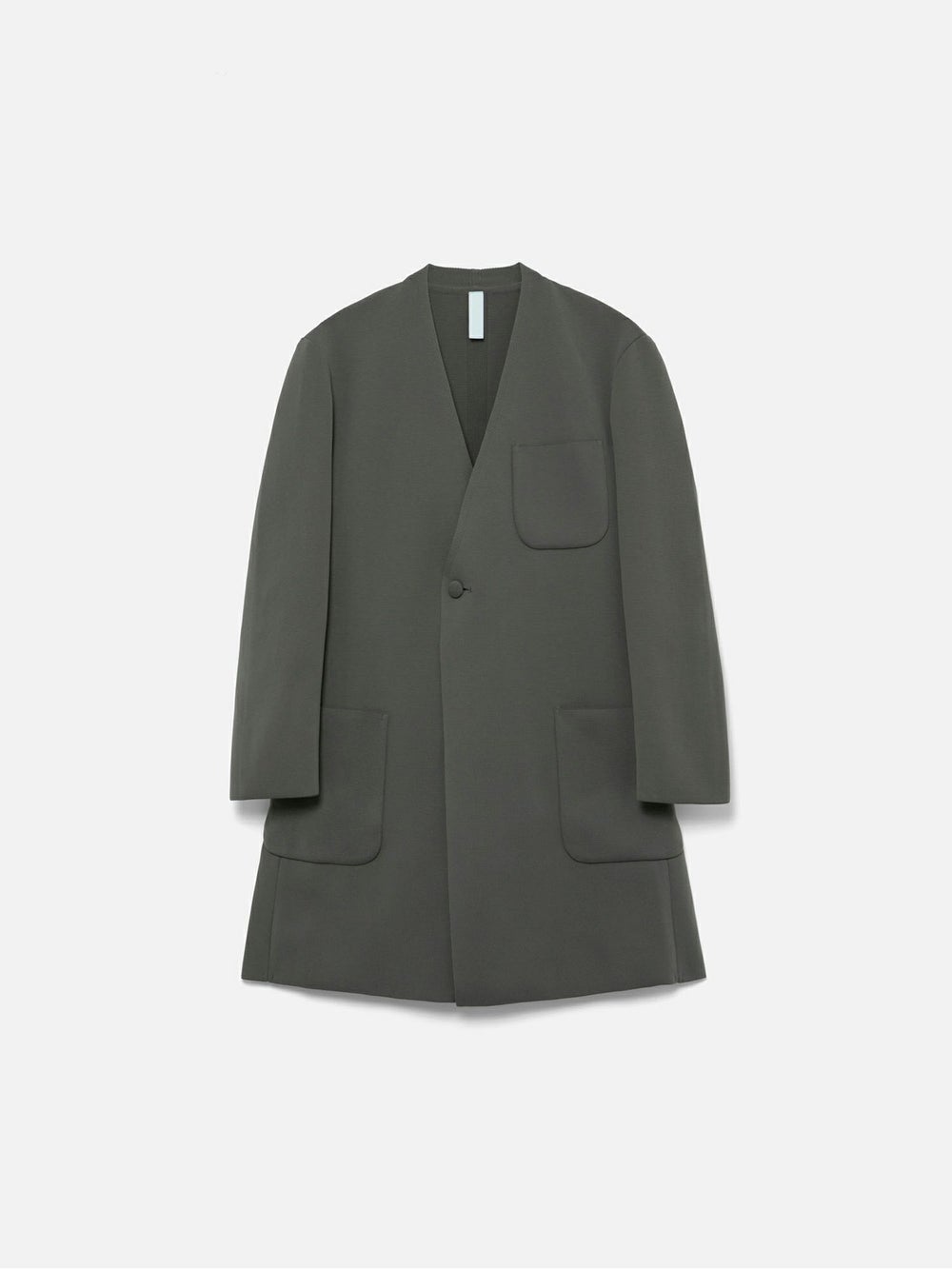 CFCL　MILAN RIB DOUBLE BREASTED COLLARLESS PATCH POCKETS LONG JACKET SUSU
