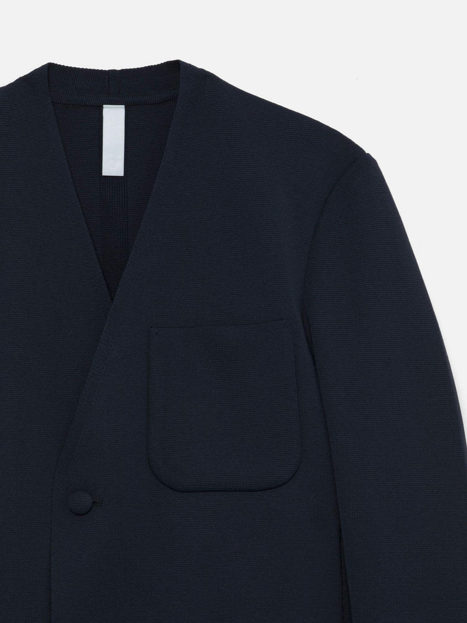 CFCL MILAN RIB DOUBLE BREASTED COLLARLESS PATCH POCKETS JACKET