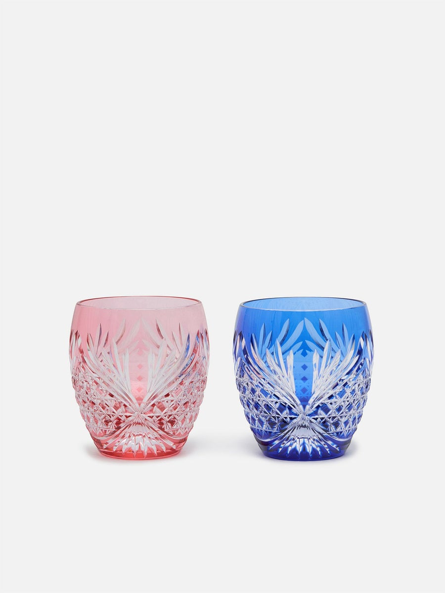 カガミクリスタル ペアロックグラス 鹿角