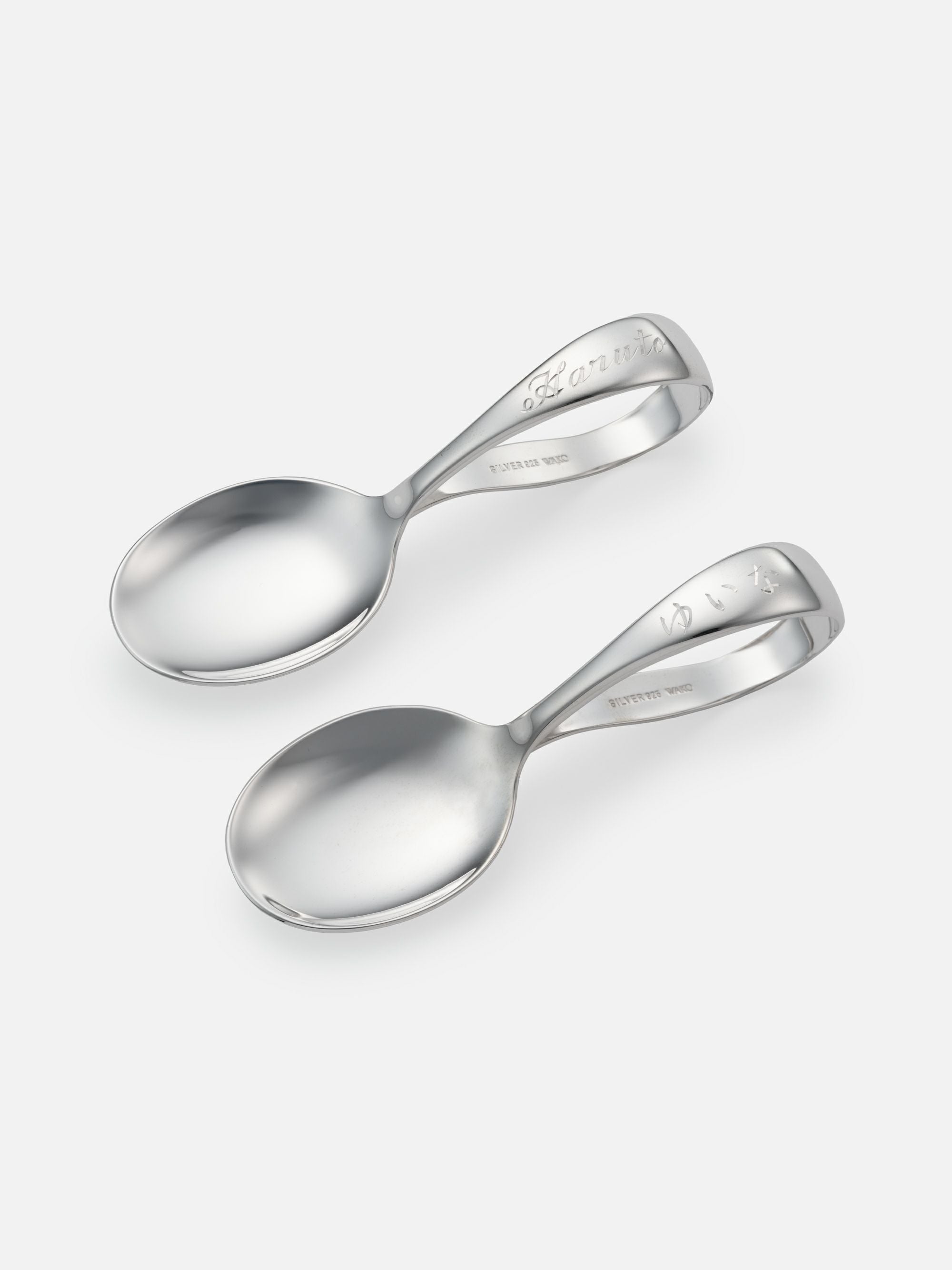 名入れ加工】銀製ベビースプーン ライトブルー |ベビーグッズ | WAKO