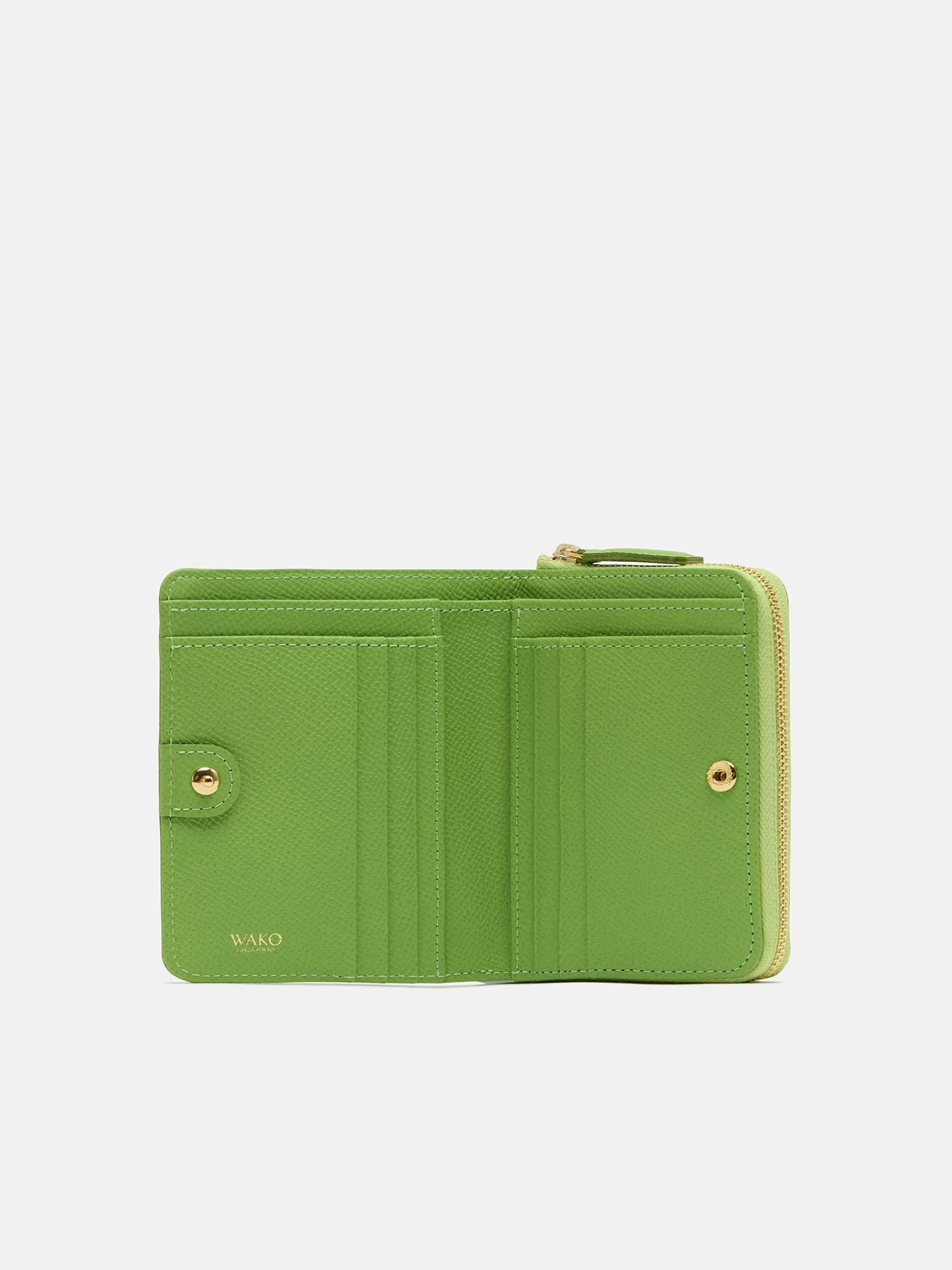 葵*様 在庫ラスト1点 人気廃盤希少品【WAKO】 レザー三つ折りミニ財布 黄緑 二つ折り財布 イエローグリーン |折り財布 | WAKO公式オンライン