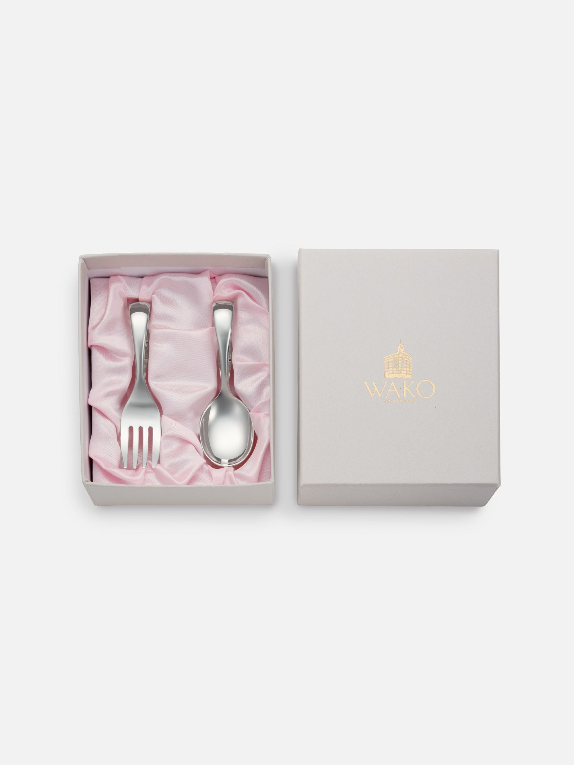 銀製 ベビースプーンフォークセット ライトブルー |ベビーグッズ