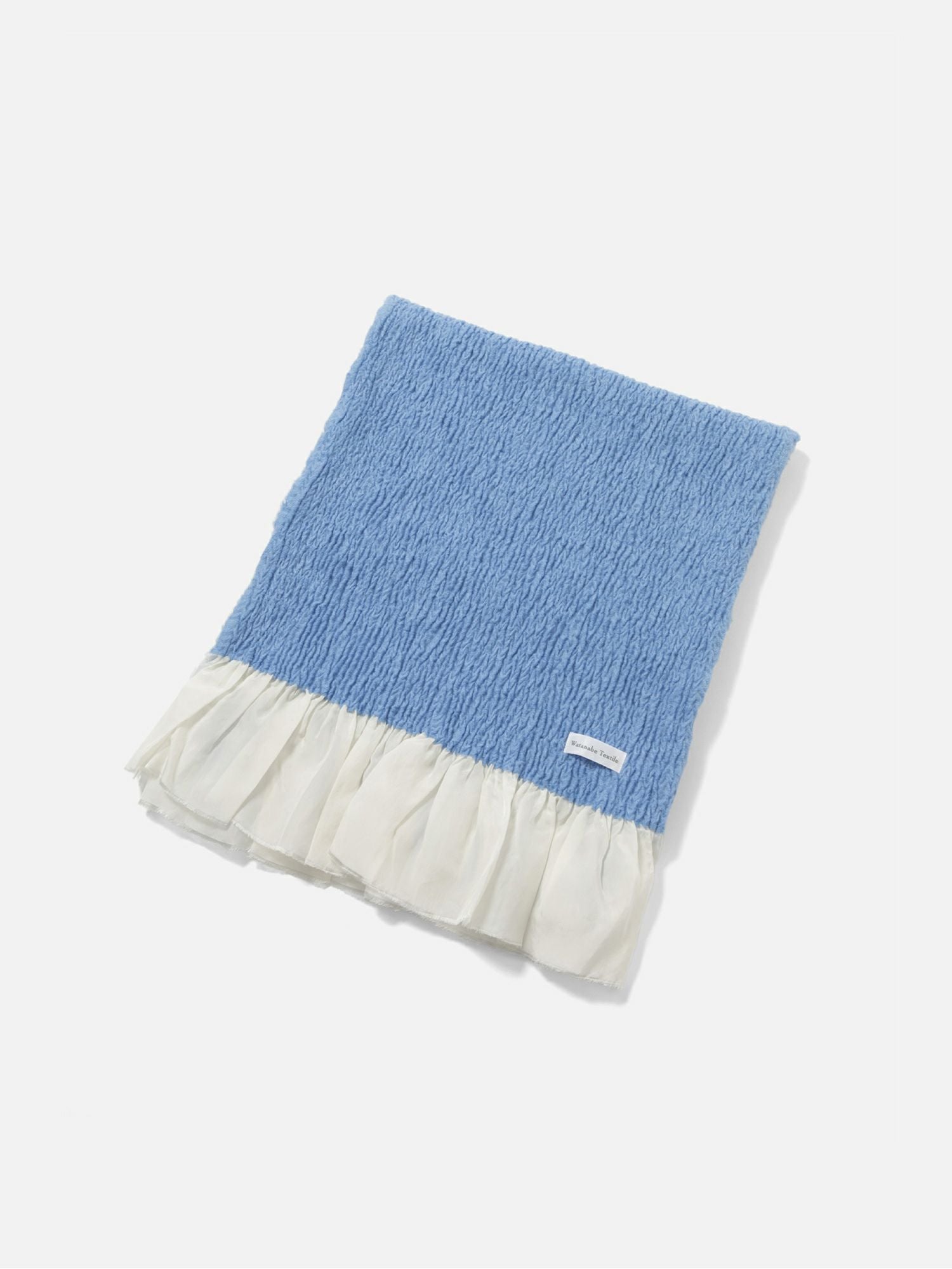 Watanabe Textile Wool Shrink ブランケットストール ブルー |Watanabe