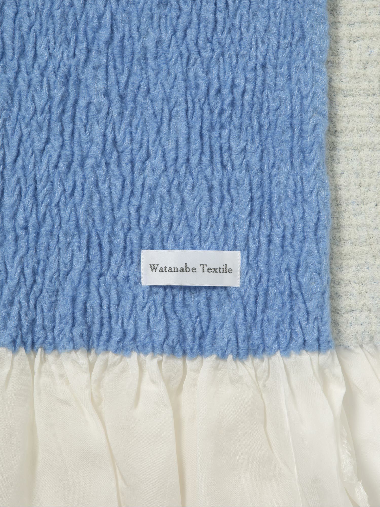 Watanabe Textile Wool Shrink ブランケットストール ブルー |Watanabe