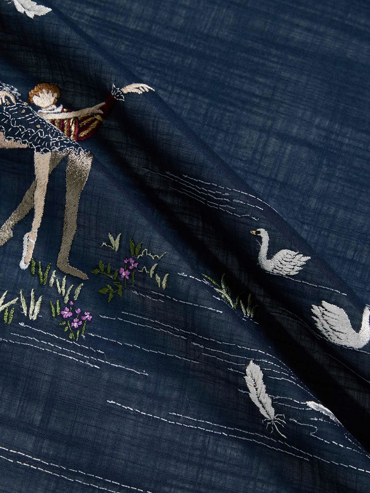 手刺繍ハンカチ ネイビー |刺繍・レース | WAKO公式オンライン