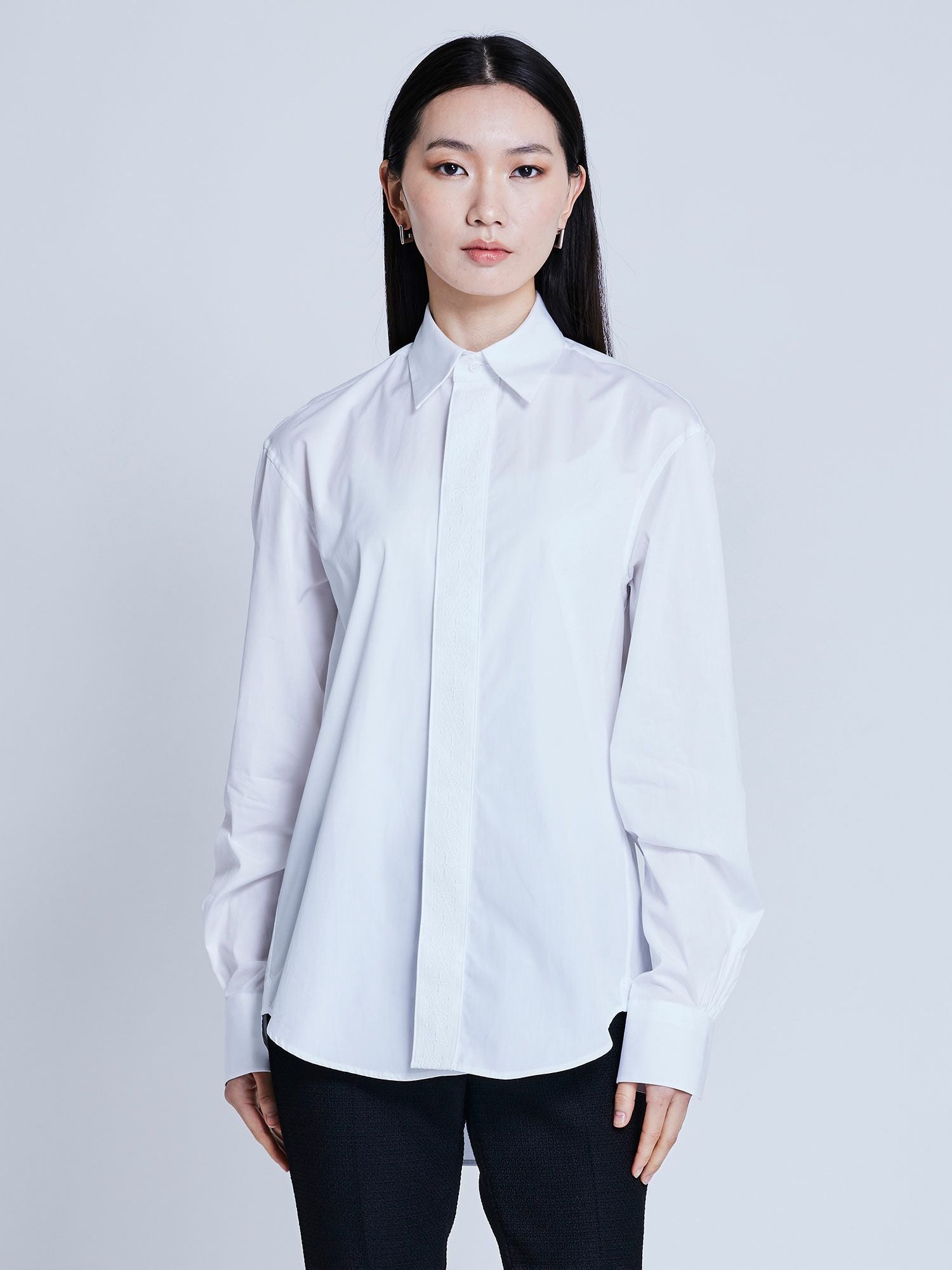 ブリエンヌ パリ ディス ブラウス シャツ バンドカラー 長袖 36 S 白 BOURRIENNE ParisX（ブリエンヌパリディス）の「BOURRIENNE PARIS X