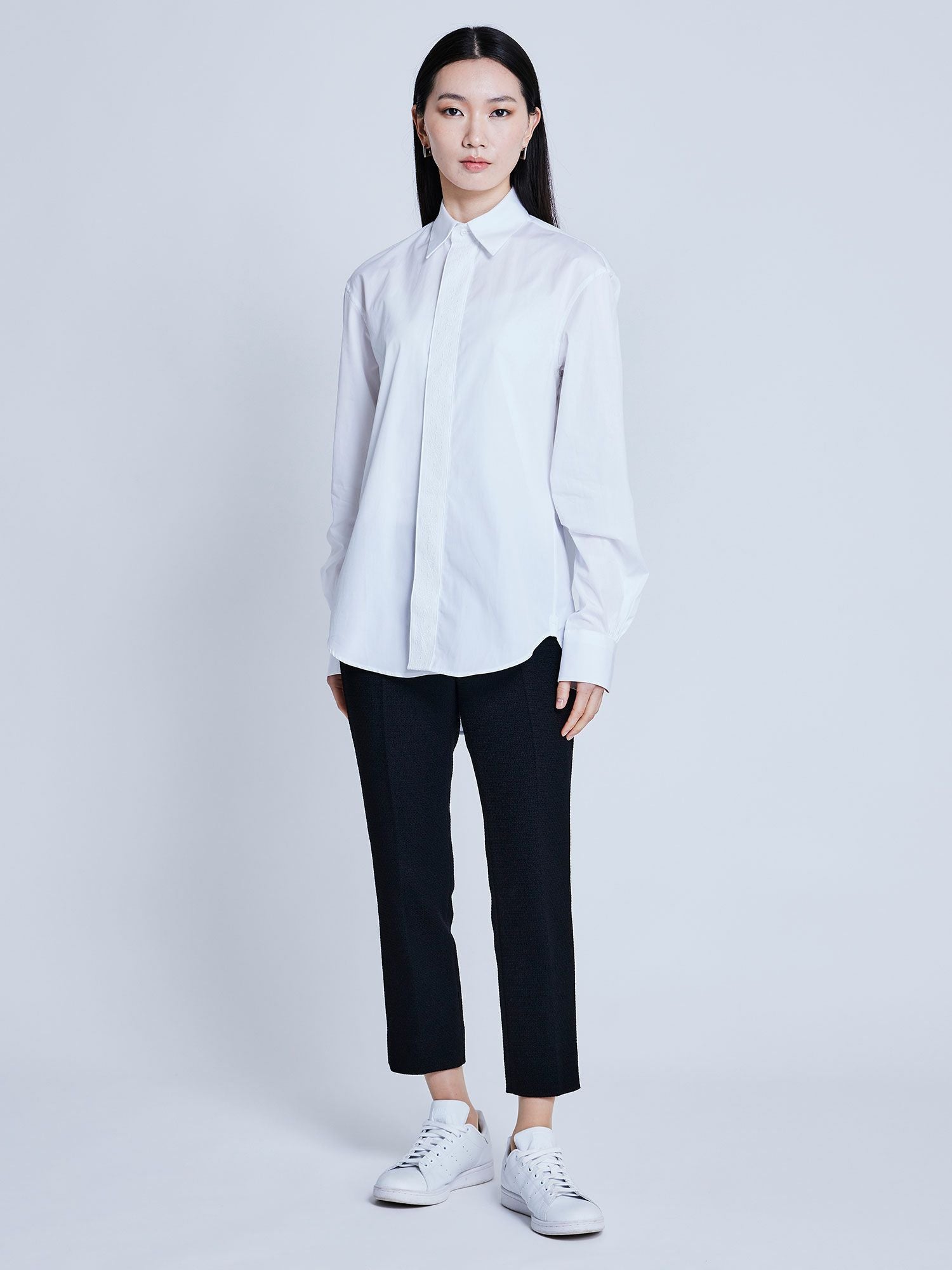 ブリエンヌ パリ ディス ブラウス シャツ バンドカラー 長袖 36 S 白 BOURRIENNE ParisX（ブリエンヌパリディス）の「BOURRIENNE PARIS X
