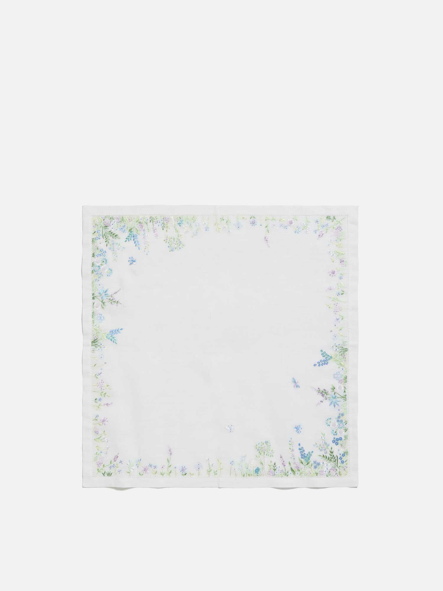 ハンカチ〈手刺繍／野の花〉 サックスブルー |刺繍・レース | WAKO公式