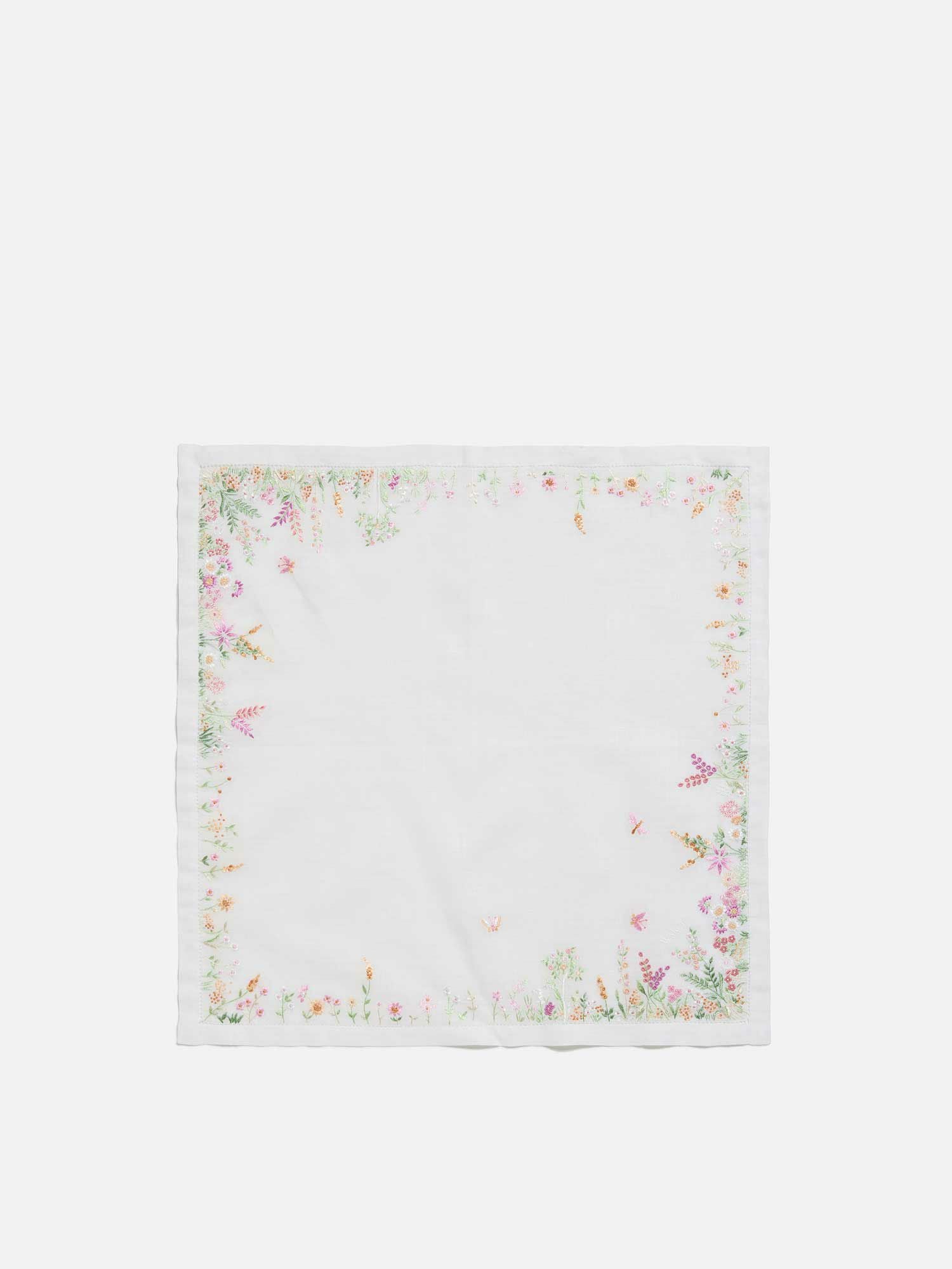 ハンカチ〈手刺繍／野の花〉 サックスブルー |刺繍・レース | WAKO公式