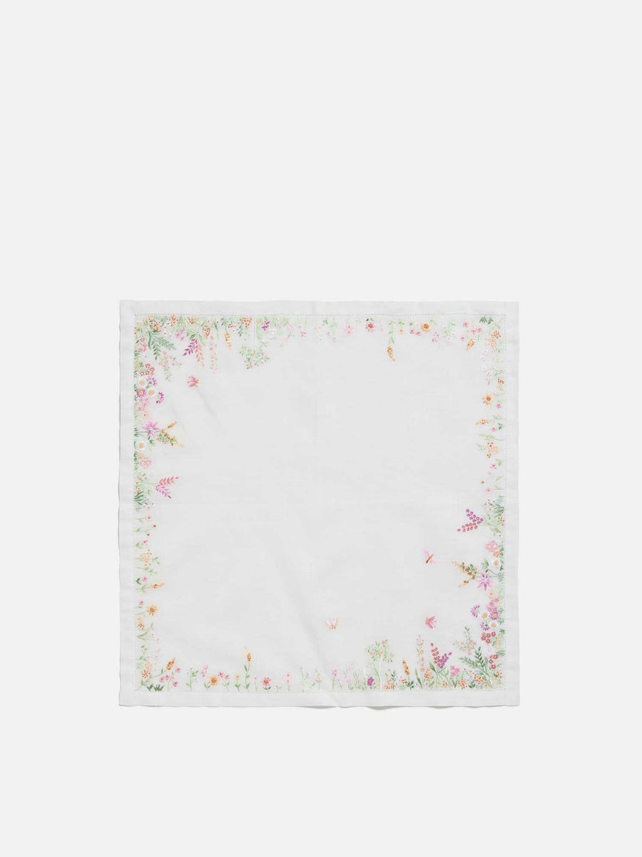 ハンカチ〈手刺繍／野の花〉 ピンク |刺繍・レース | WAKO公式 
