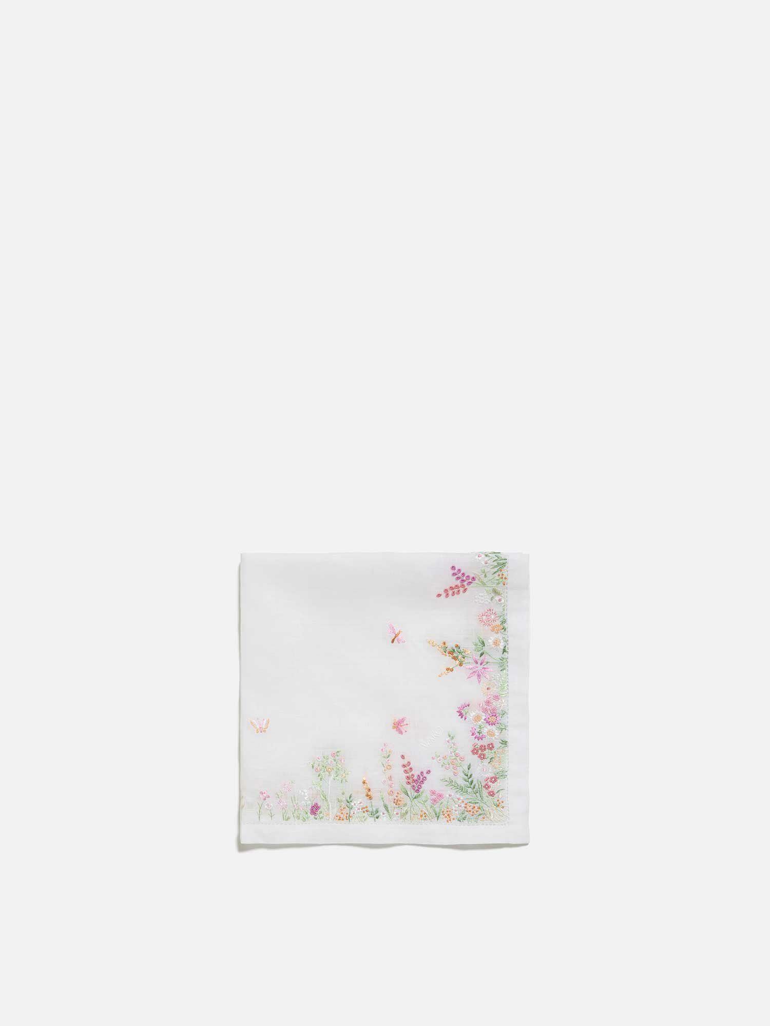 ハンカチ〈手刺繍／野の花〉 ピンク |刺繍・レース | WAKO公式