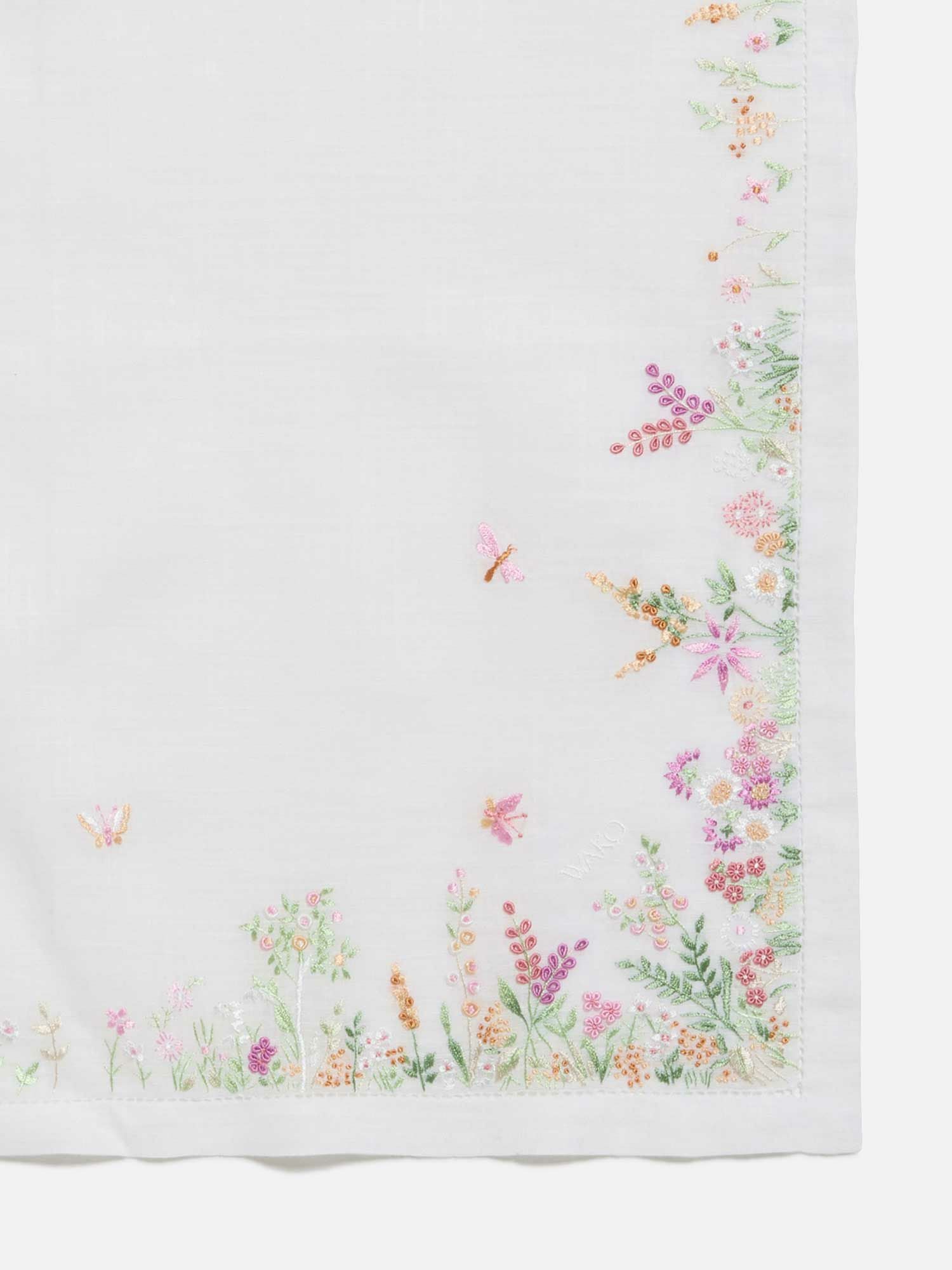 ハンカチ〈手刺繍／野の花〉 ピンク |刺繍・レース | WAKO公式