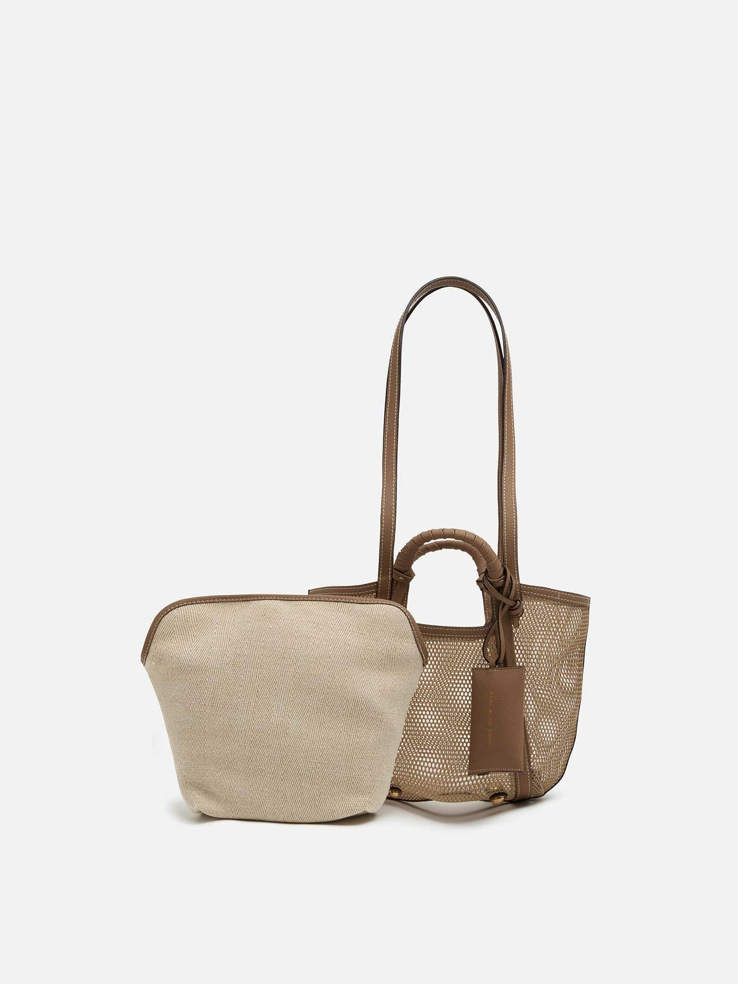 mica della valle メッシュバッグ small ベージュ |トートバッグ