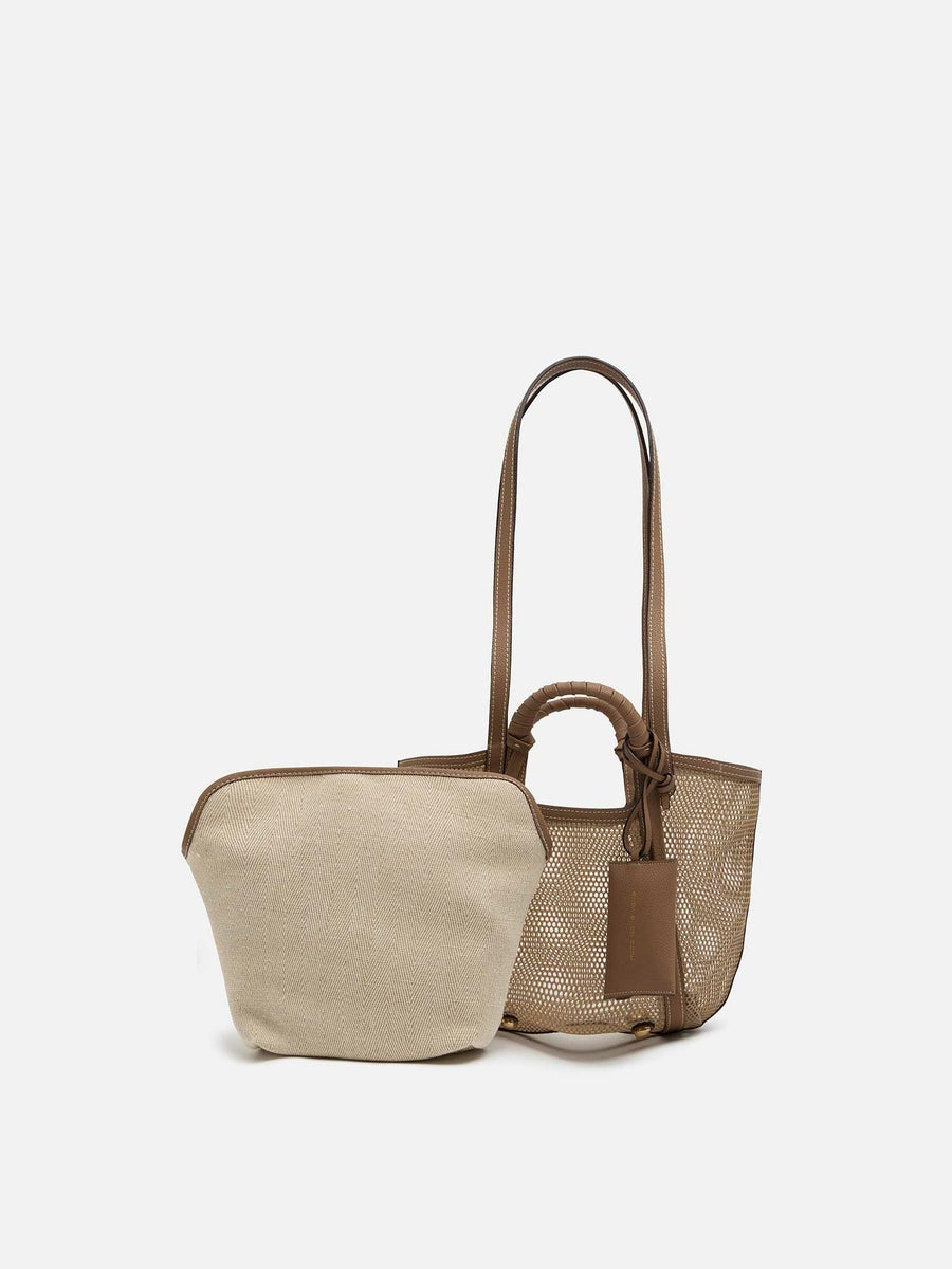 mica della valle メッシュバッグ small ベージュ |トートバッグ 