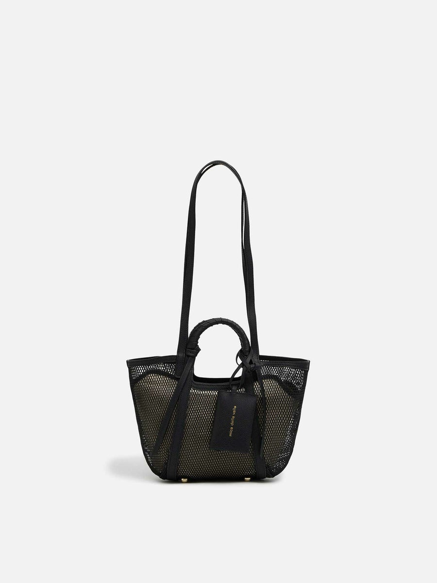 mica della valle メッシュバッグ small ブラック |トートバッグ 