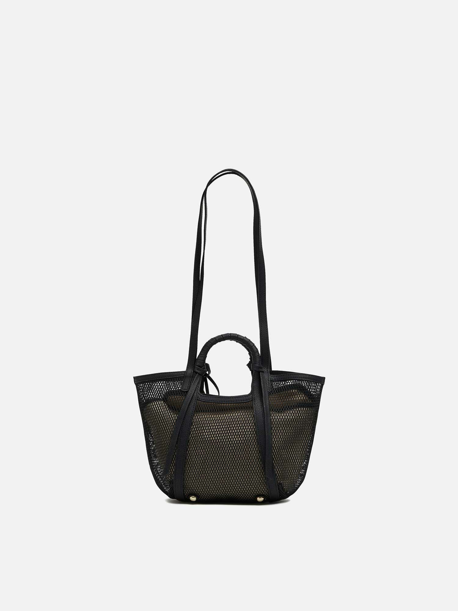mica della valle メッシュバッグ small ブラック |トートバッグ