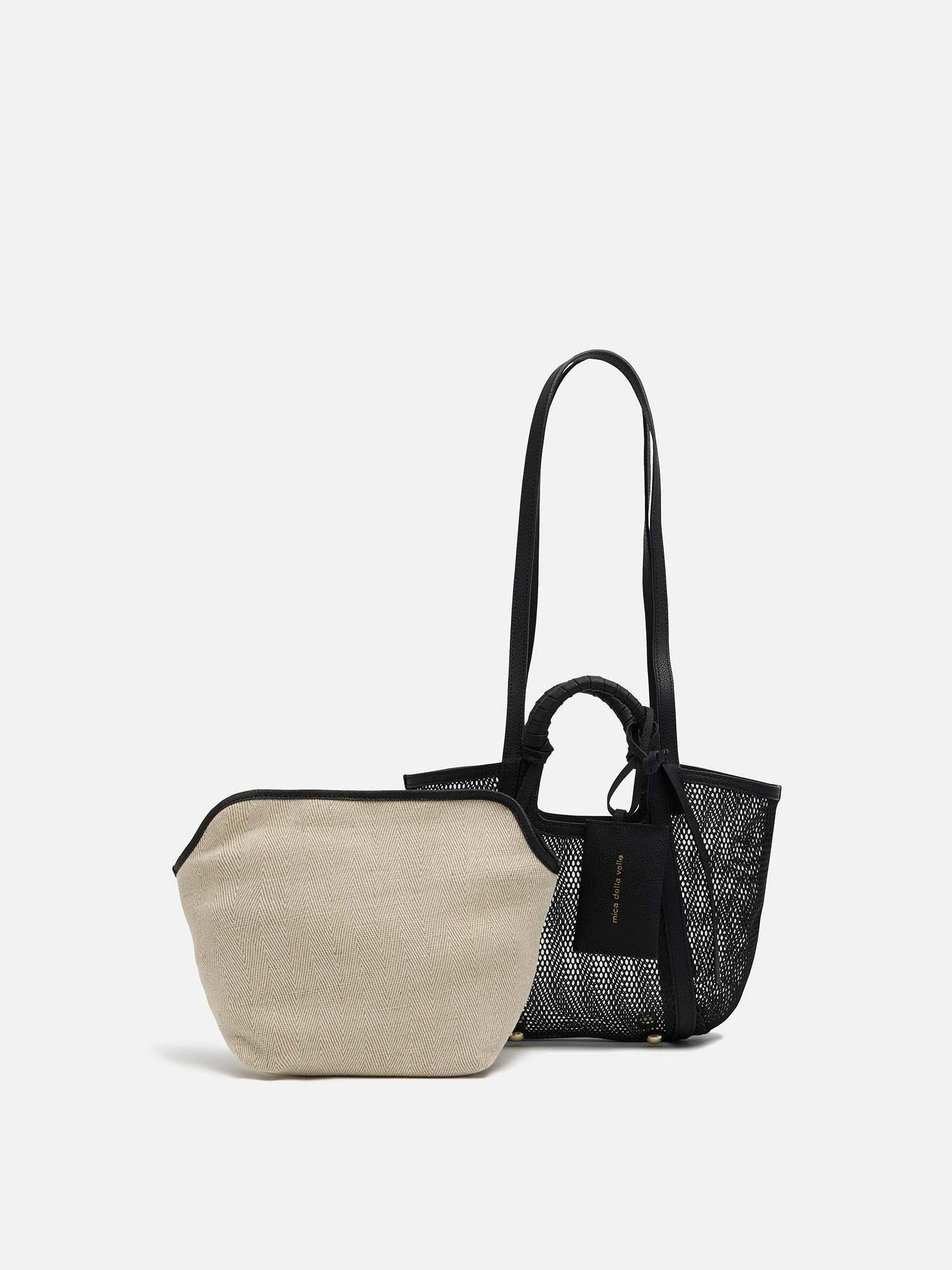 mica della valle メッシュバッグ small ブラック |トートバッグ