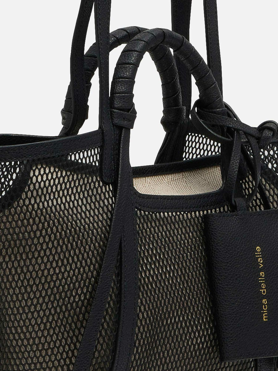 mica della valle メッシュバッグ small ブラック |トートバッグ 