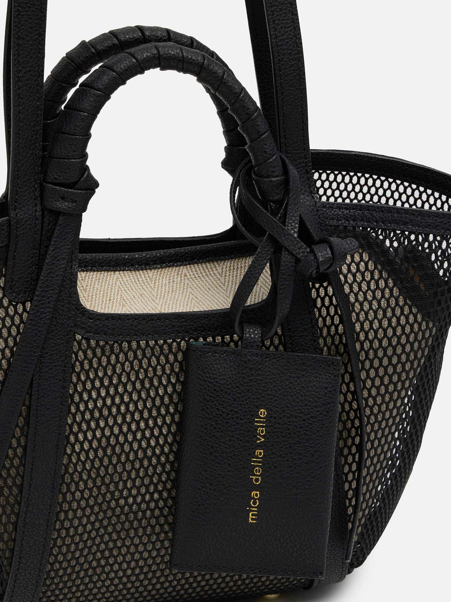 mica della valle メッシュバッグ small ブラック |トートバッグ