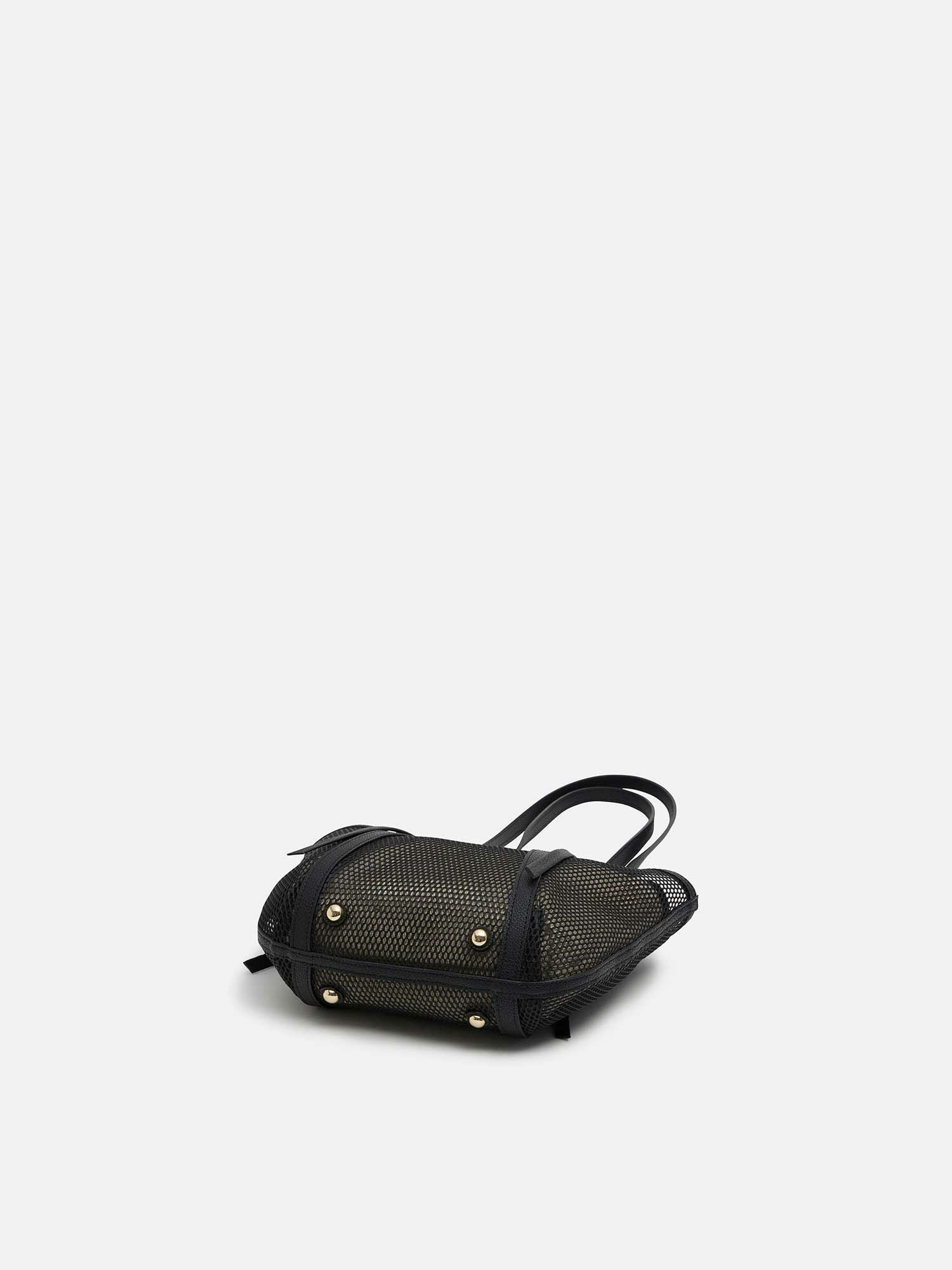 mica della valle メッシュバッグ small ブラック |トートバッグ