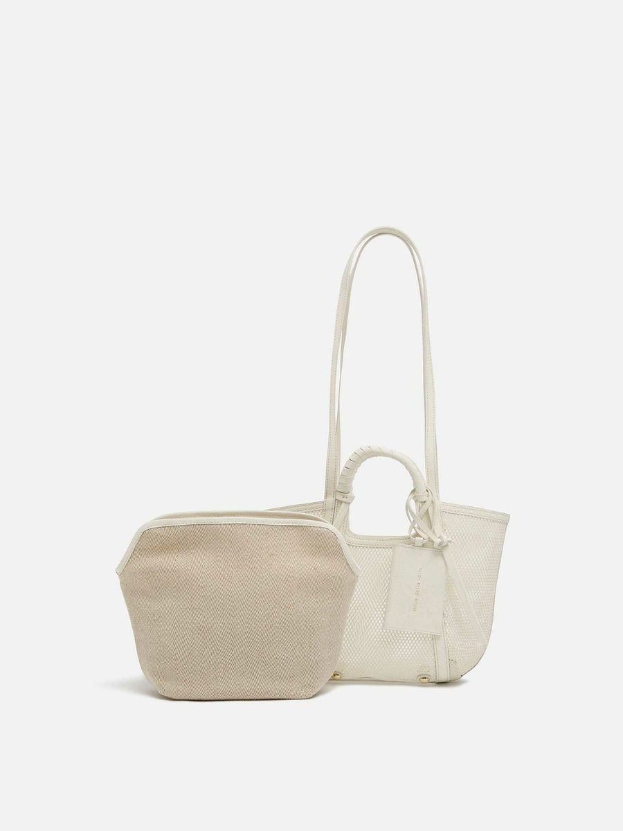 mica della valle メッシュバッグ small ホワイト |トートバッグ 