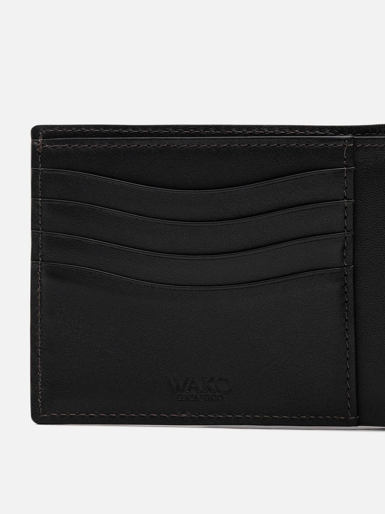 銀座和光、ブラックレザー二つ折り財布 イタリア製 二つ折り財布 ブラック |折り財布 | WAKO公式オンラインブティック