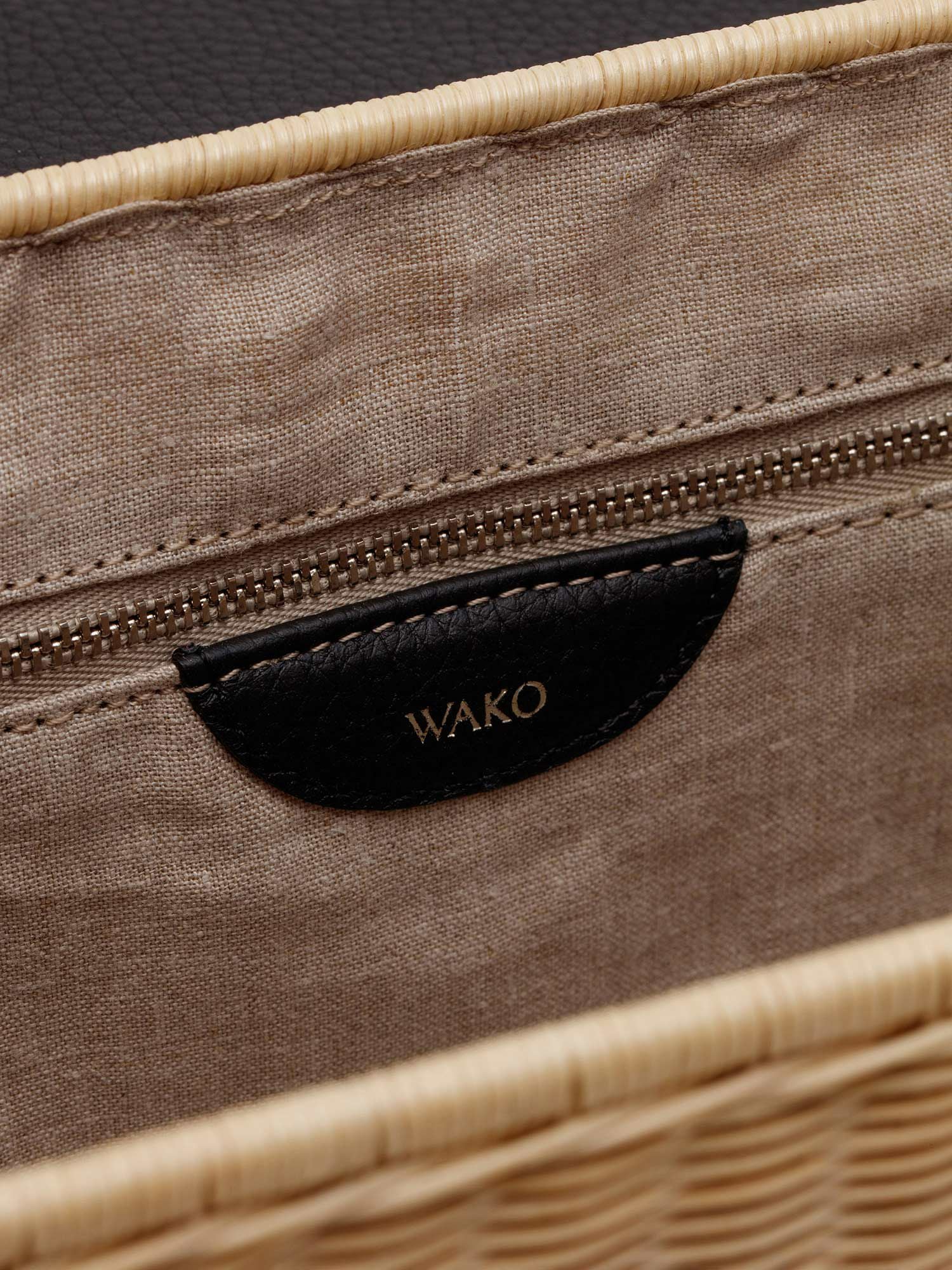MANACO トップハンドル（ウィッカー） ブラック |ハンドバッグ | WAKO