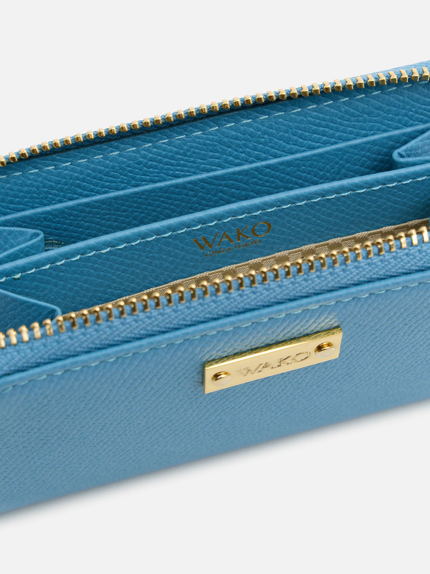 ミニウォレット（キーチェーン付き） ライトブルー |折り財布 | WAKO