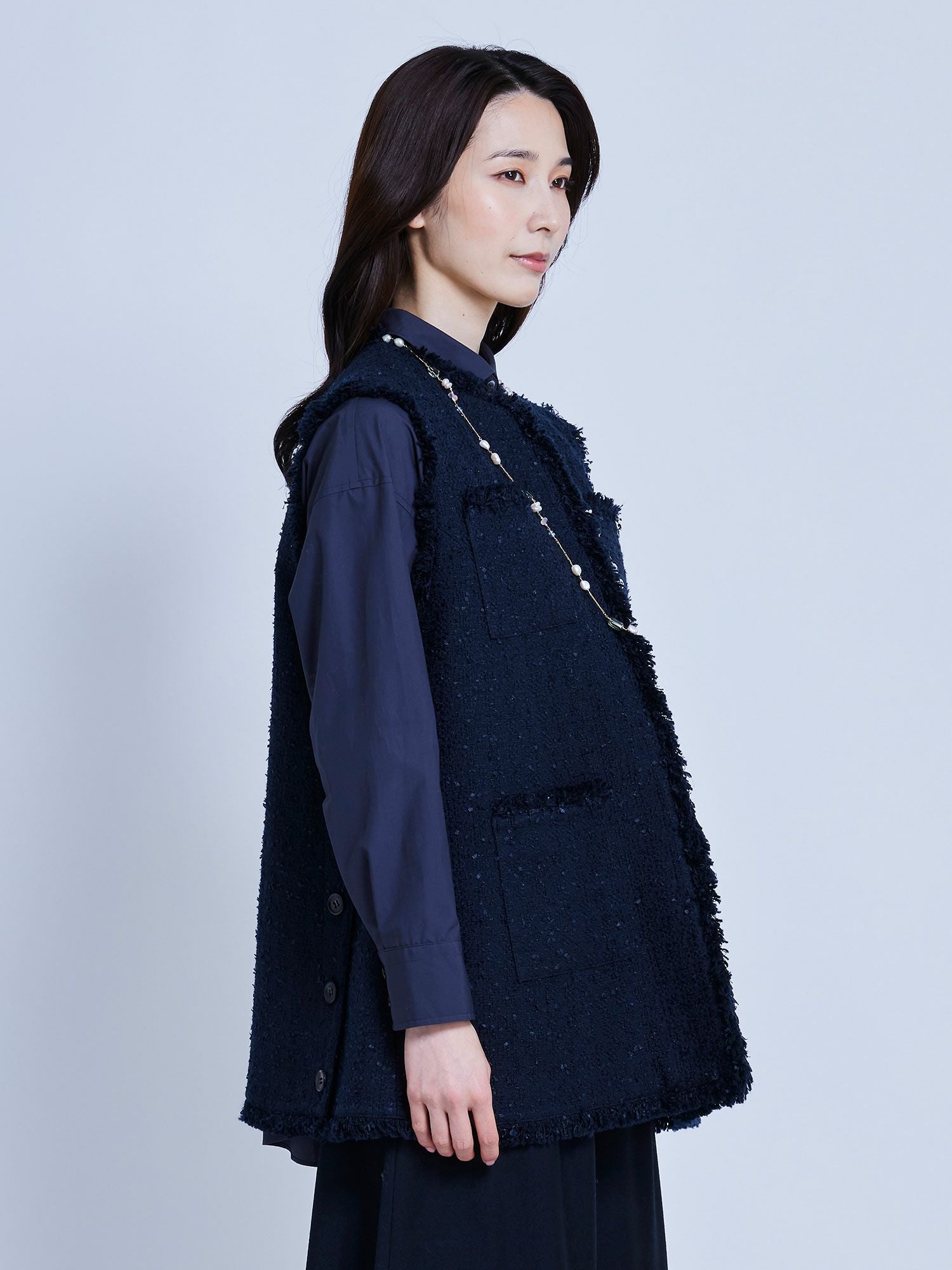 NEW CLOSET ツイードジレ ネイビー |アウター・ジャケット | WAKO公式