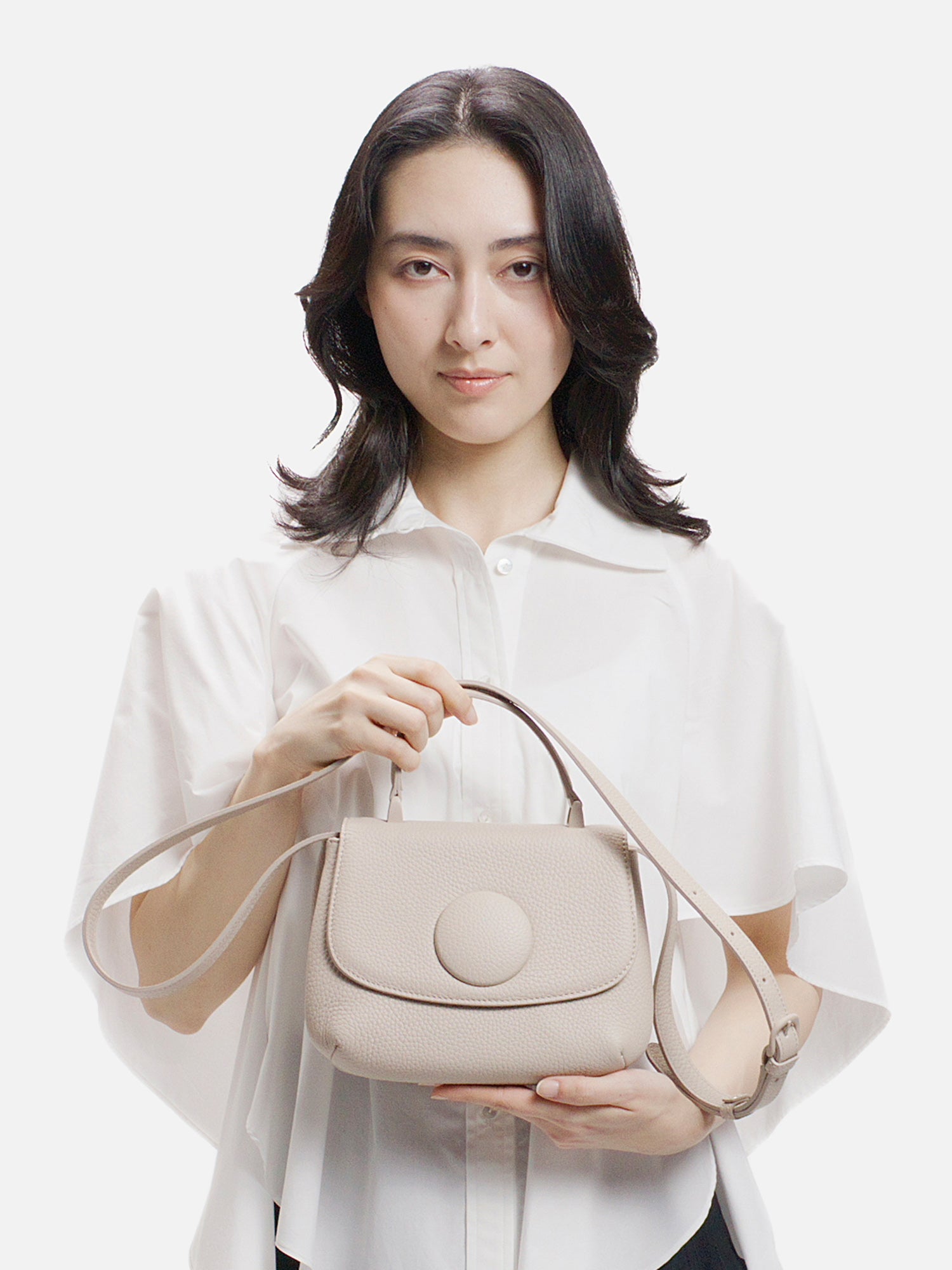 MANACO トップハンドルミニショルダーバッグ ライトベージュ