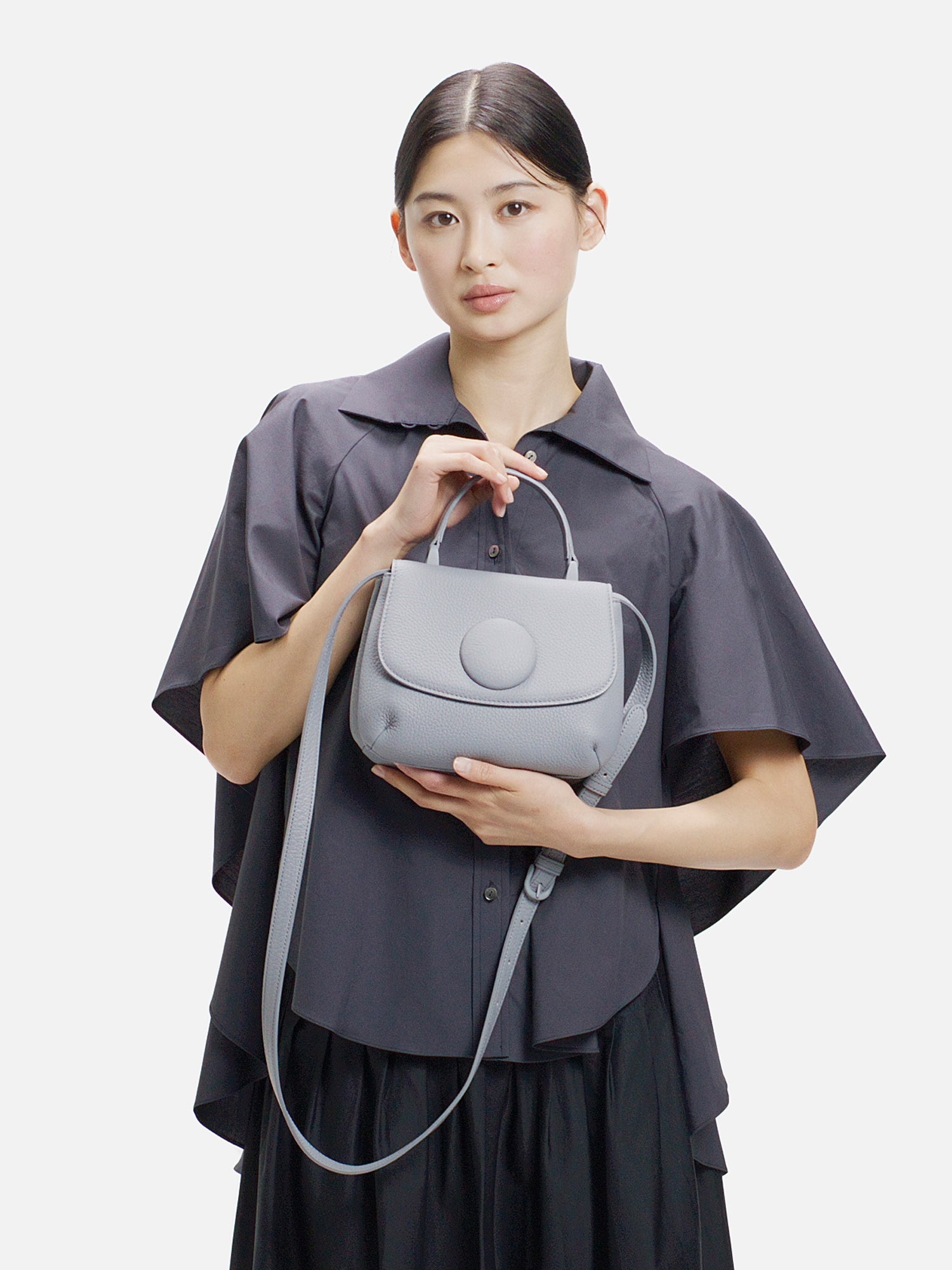 MANACO トップハンドルミニショルダーバッグ サックスブルー