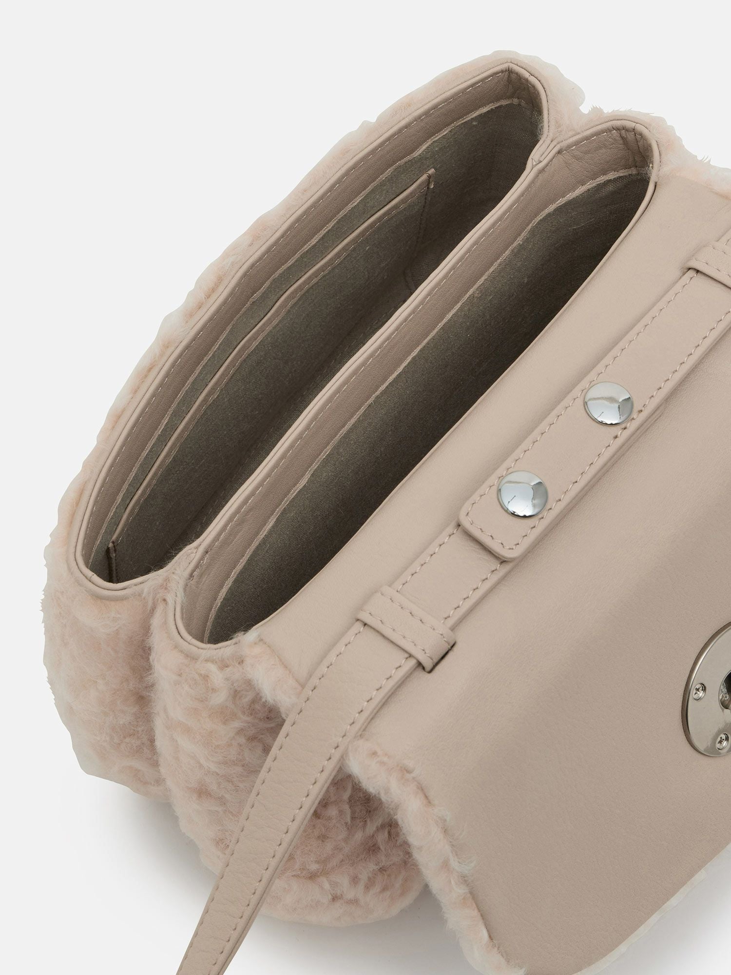 MANACO トップハンドルミニショルダーバッグ ムートン ベージュ