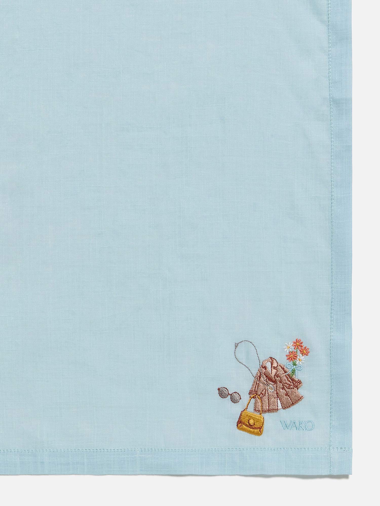 ハンカチ ライトブルー |刺繍・レース | WAKO公式オンラインブティック