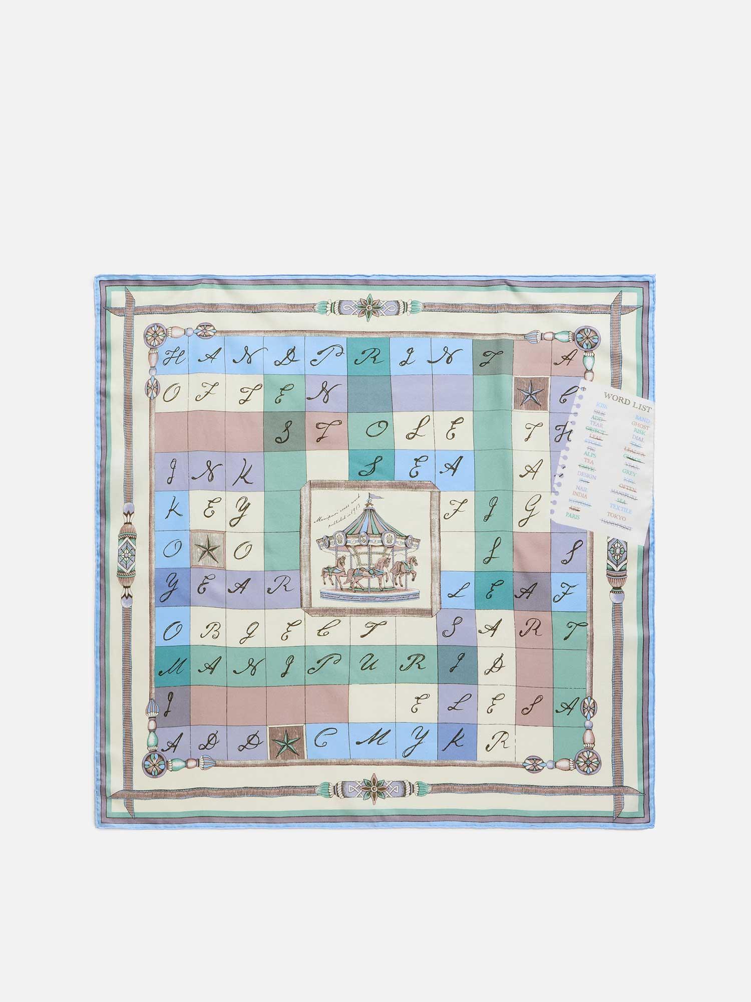 マニプリ　スカーフ　クロスワード ブルー