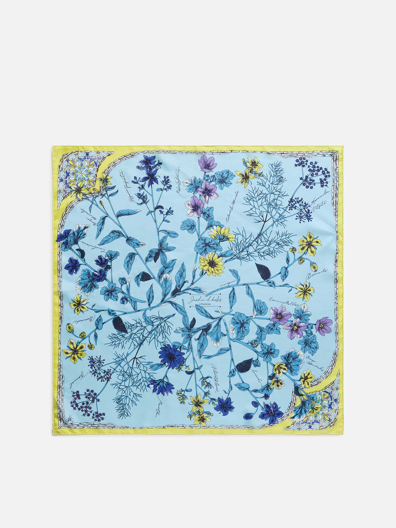 マニプリ　スカーフ　ハーバルガーデン ライトブルー