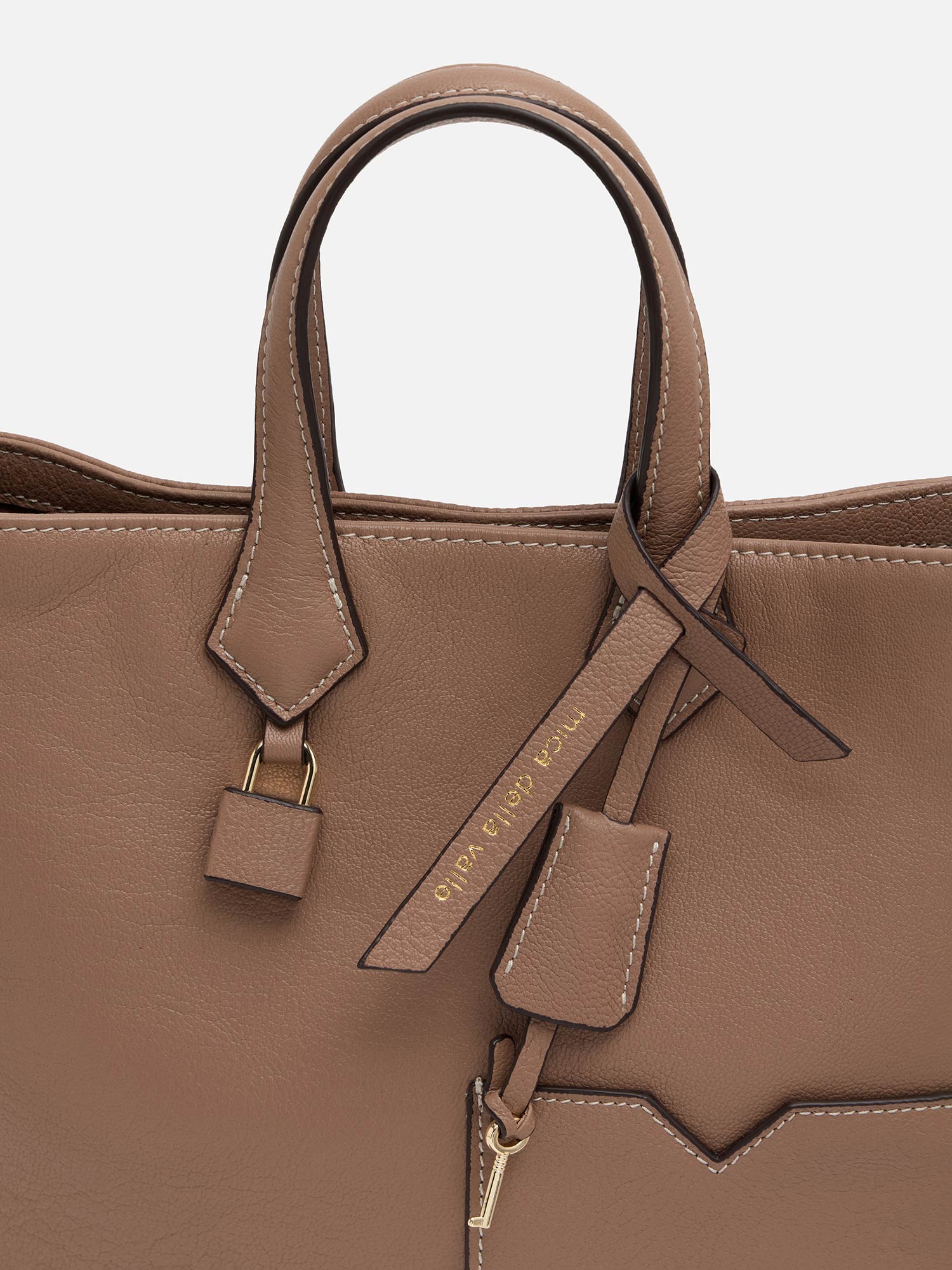 mica della valle トート型ショルダーバッグ キャメル |ショルダー 