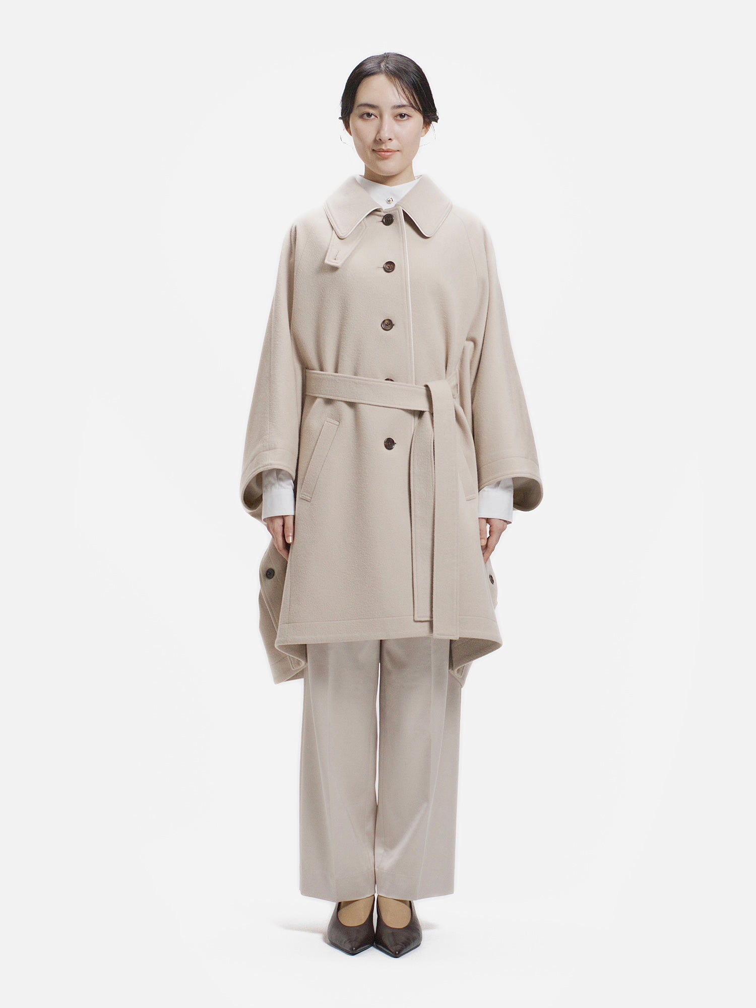 クリーム色 ケープコート ウール混紡 NEW CLOSET ケープコート アイボリー |アウター・ジャケット | WAKO