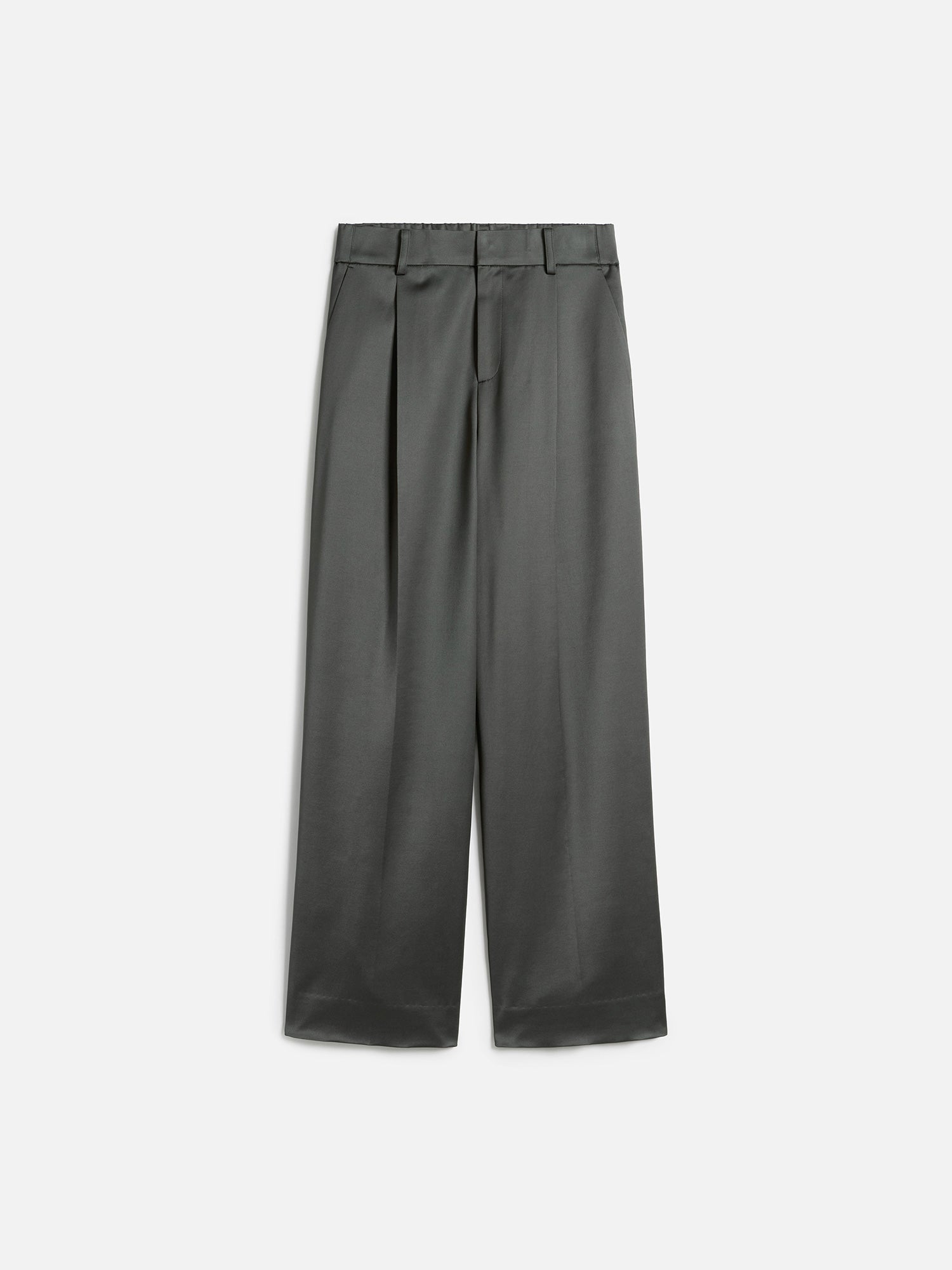 NEW CLOSET　タック入りセミワイドパンツ カーキ