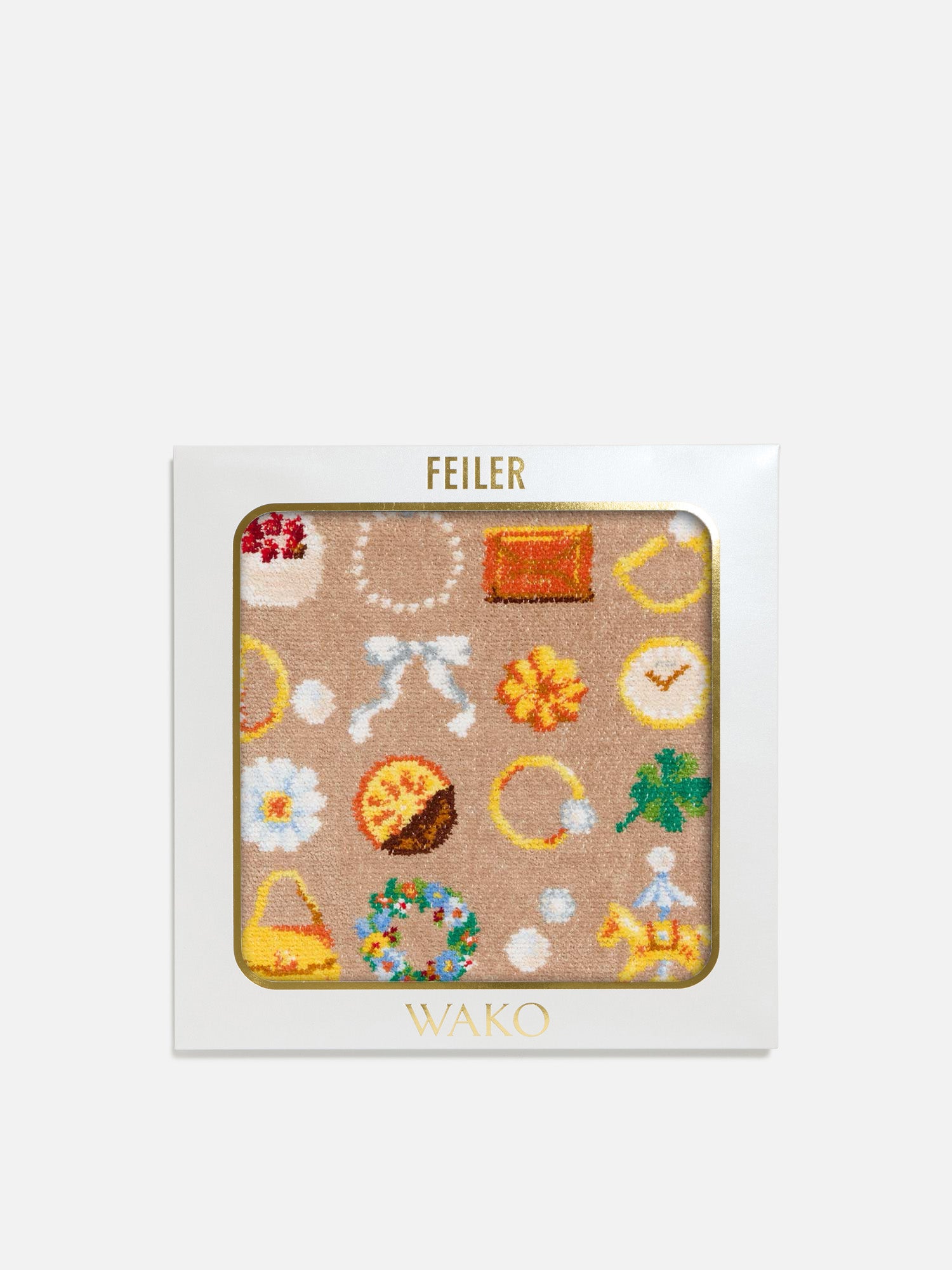 予約】フェイラーハンカチ「WAKO Happy Moments」 ベージュ |タオル