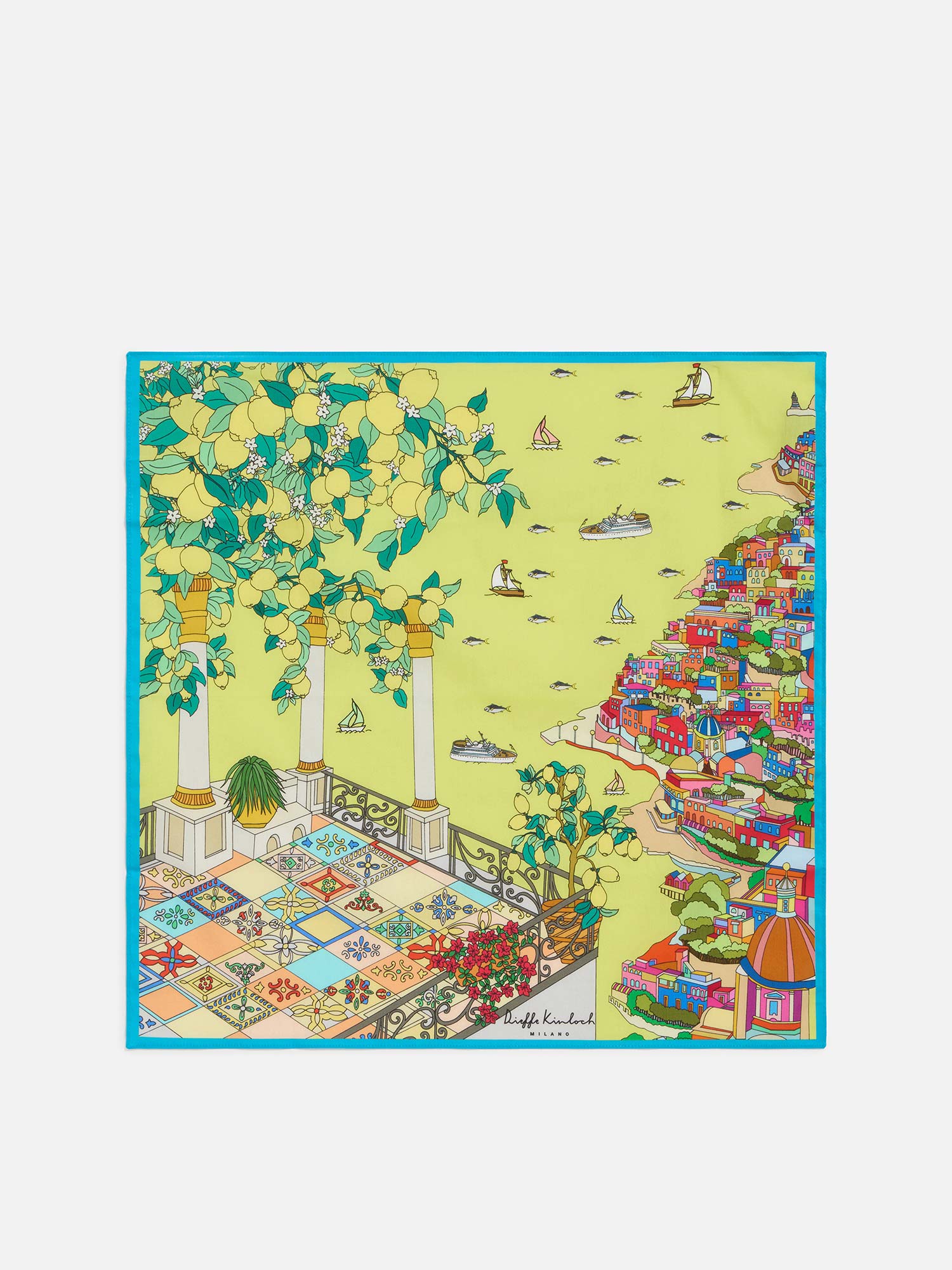 ディエッフェ・キンロック ハンカチ「Amalfi coast」 イエロー